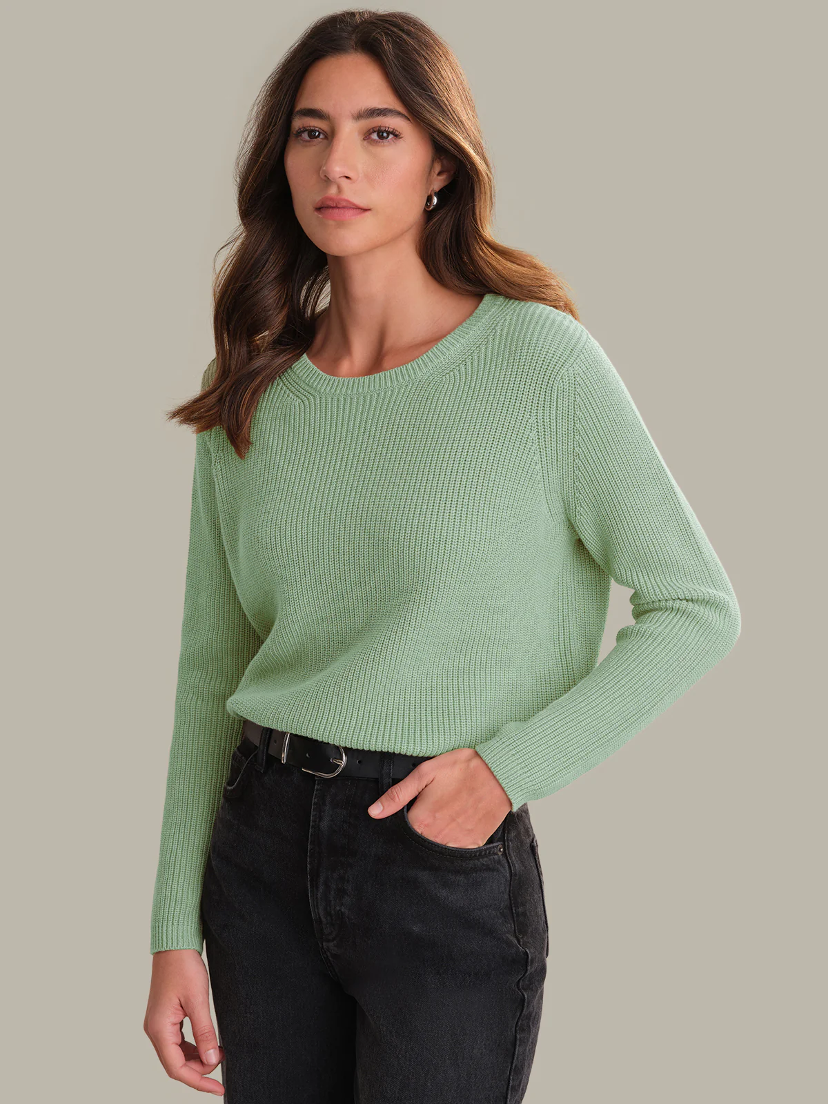 Emma: Crewneck Shaker Stitch Cotton Sweater - Image 4