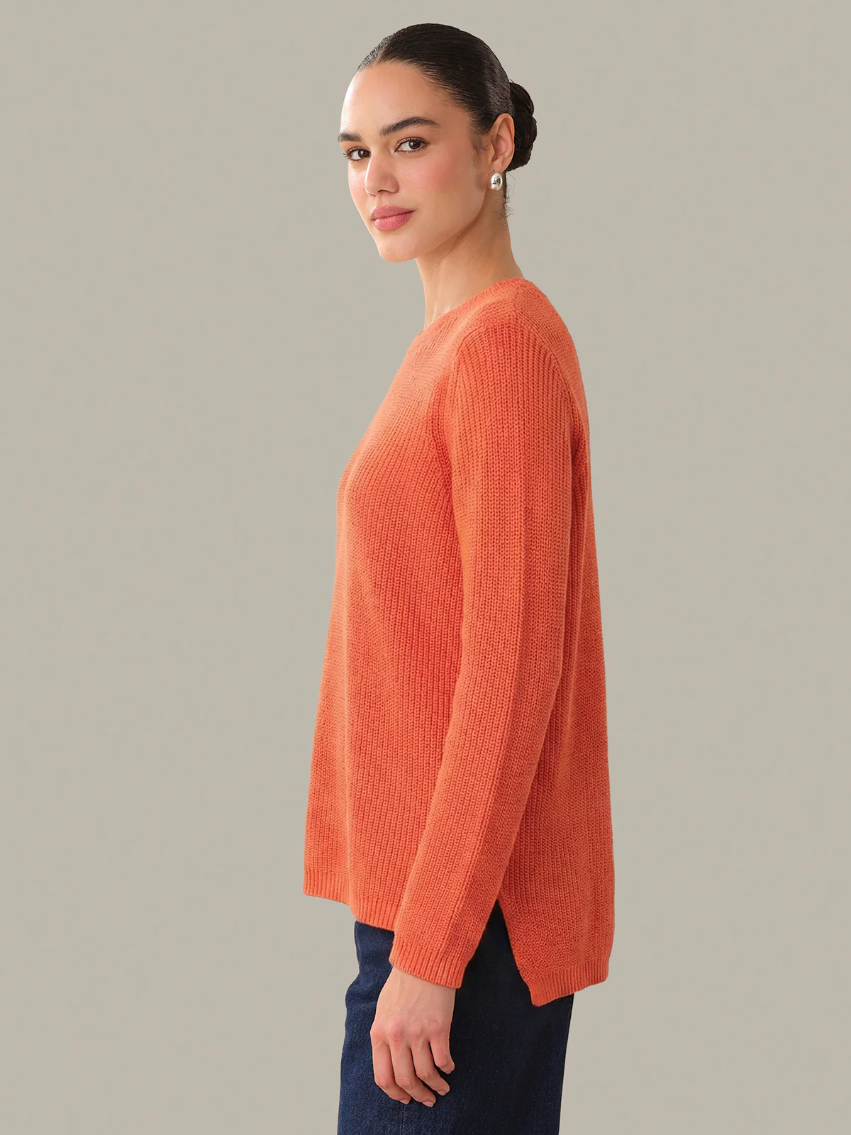 Emma: Crewneck Shaker Stitch Cotton Sweater - Image 2