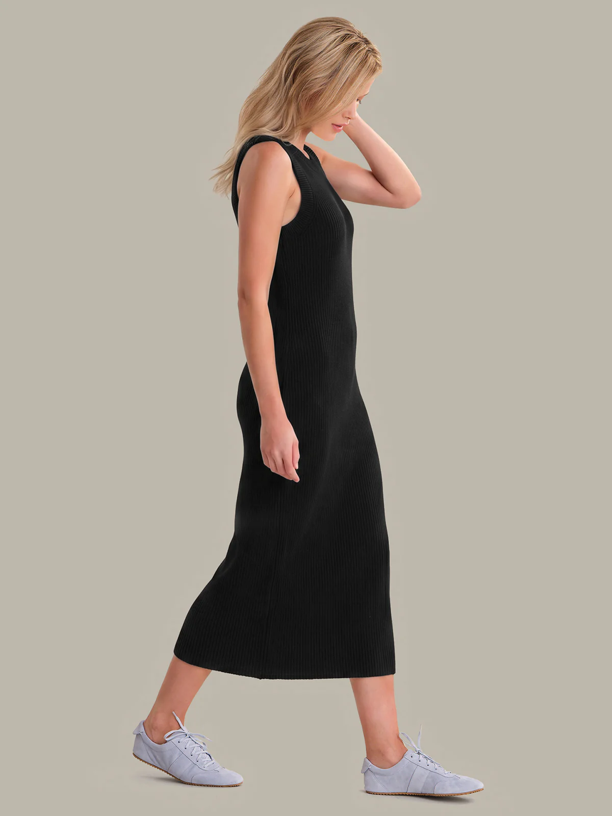 Emma: Crewneck Shaker Stitch Tank Dress - Image 2