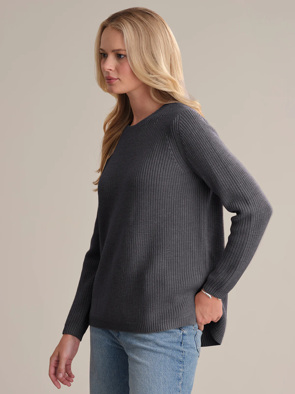 Emma: Wool Crewneck Shaker Stitch Sweater - Image 3