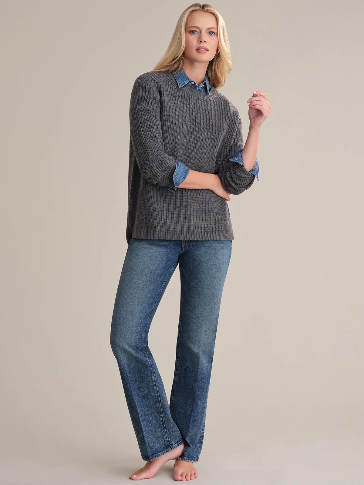 Emma: Wool Crewneck Shaker Stitch Sweater - Image 6