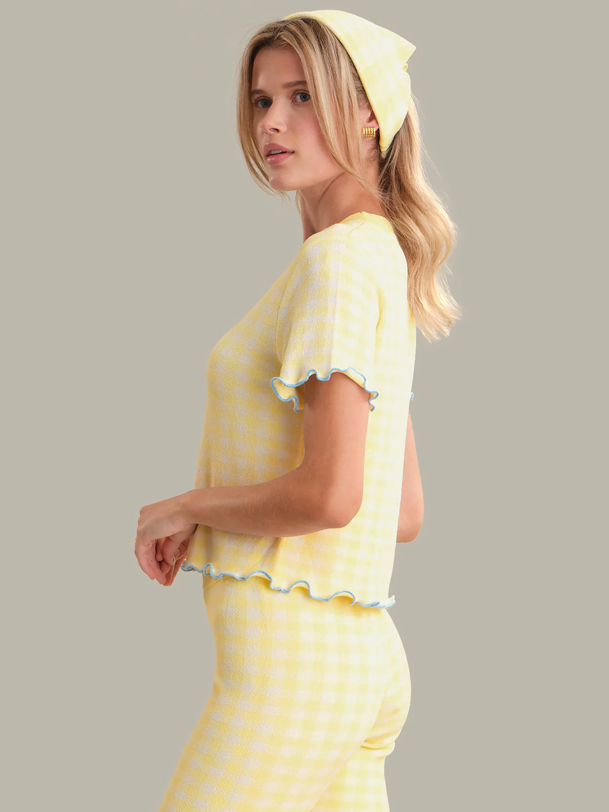 Fleur: Gingham Lettuce Edge Tee - Image 2