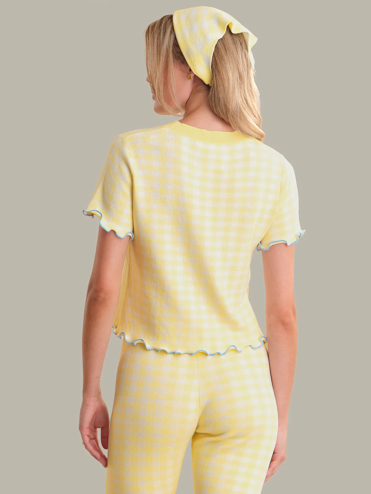Fleur: Gingham Lettuce Edge Tee - Image 3
