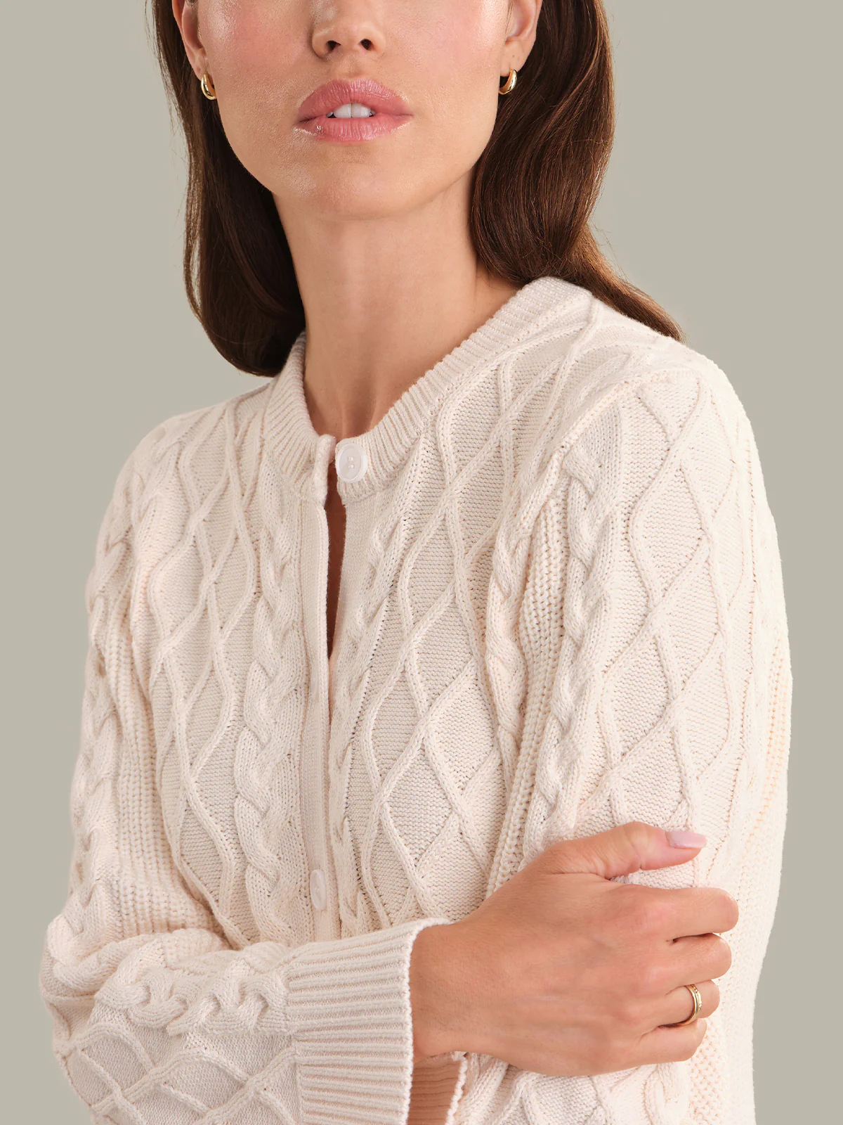 Florence: Cotton Cable Knit Cardigan - Image 5