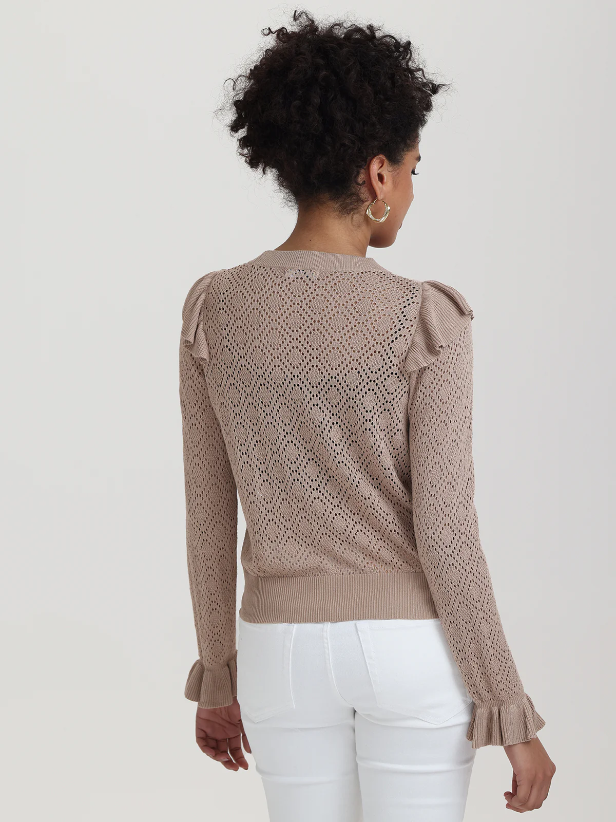 Frances: Ruffle-Trimmed Pointelle Sweater - Image 3