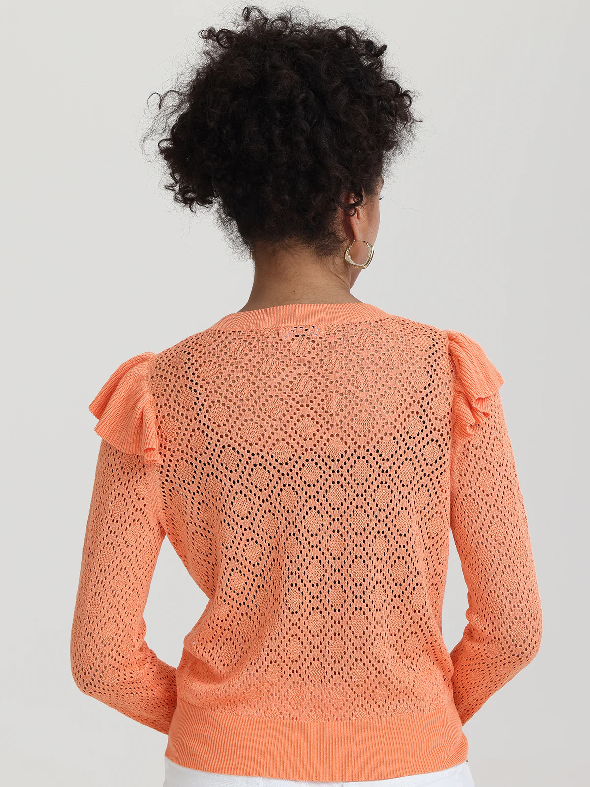 Frances: Ruffle-Trimmed Pointelle Sweater - Image 3