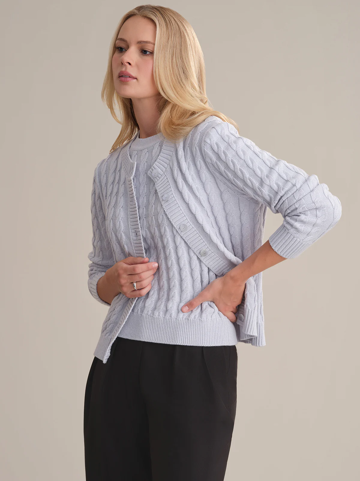 Helen: Cable Cotton Cardigan - Image 2