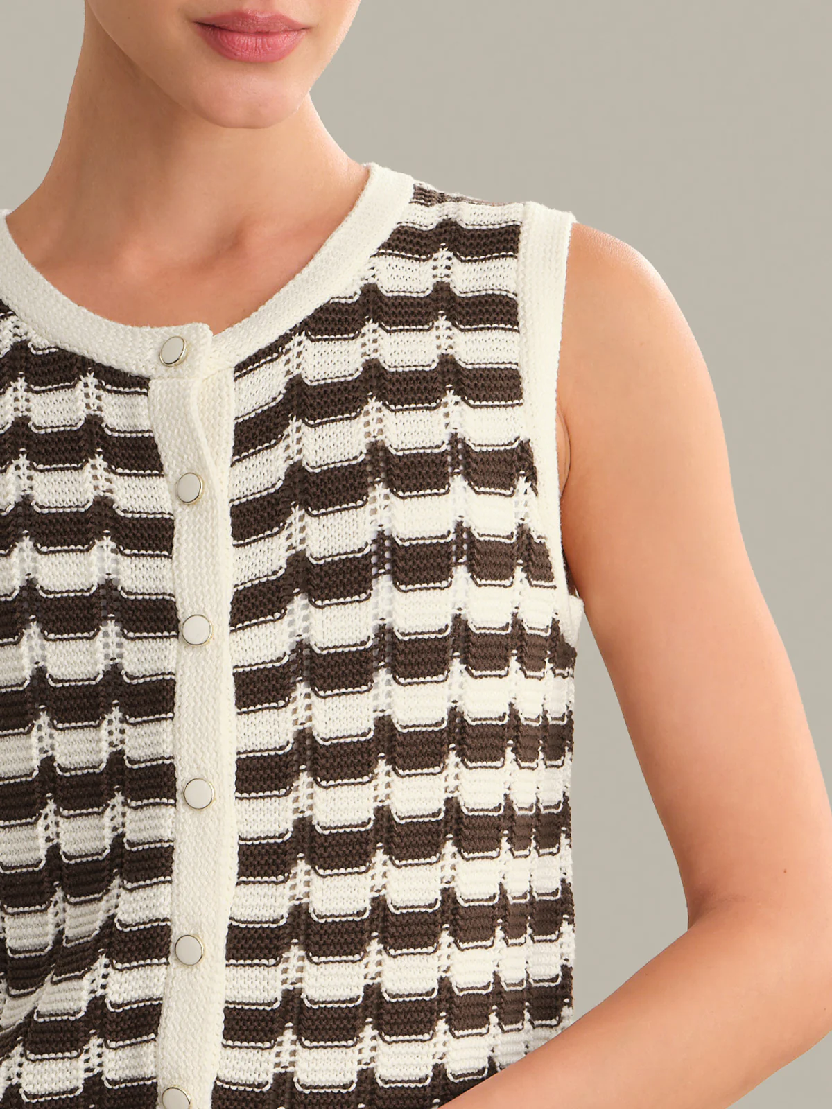 Isla Striped Button Front Vest - Image 4