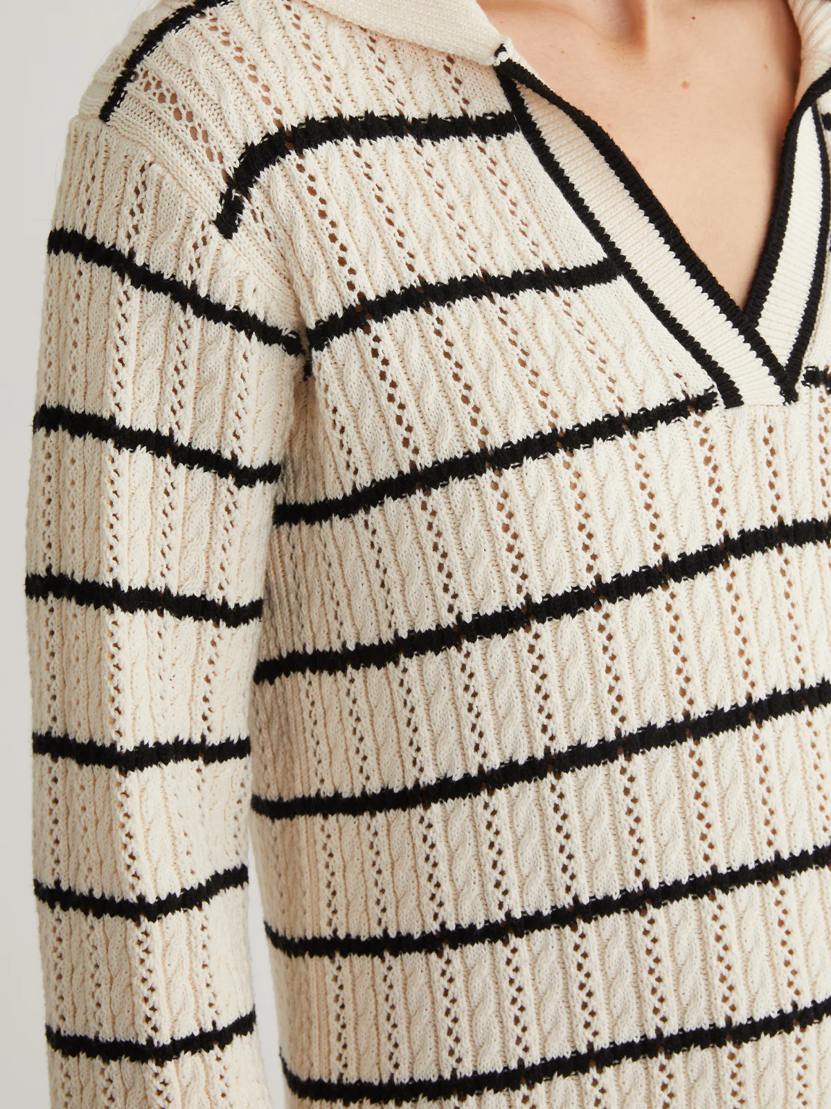 Jade: Cotton Pointelle Stripe Polo Mini Dress - Image 4