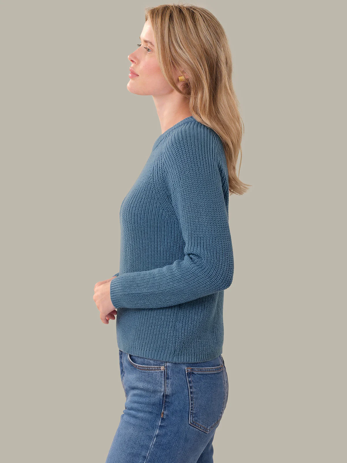 Jane: Crewneck Shaker Stitch Cotton Sweater - Image 2