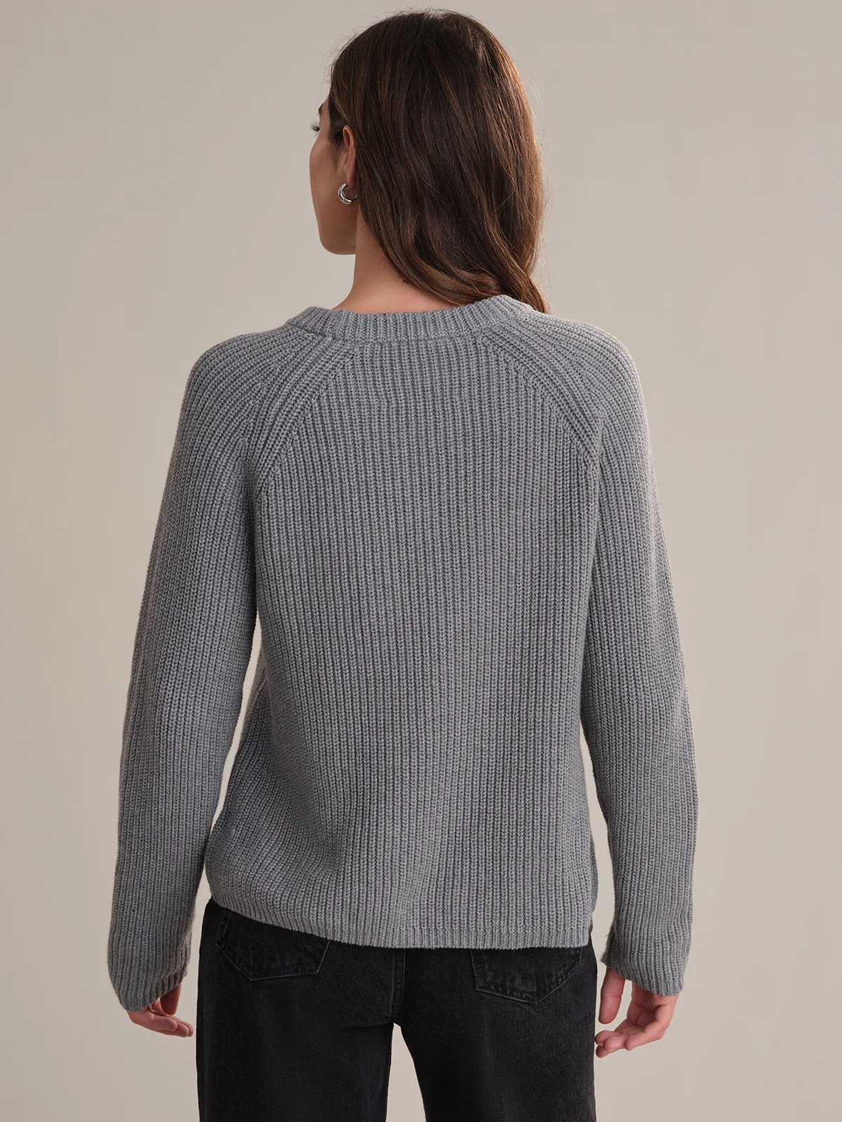 Jane: Crewneck Shaker Stitch Cotton Sweater - Image 3