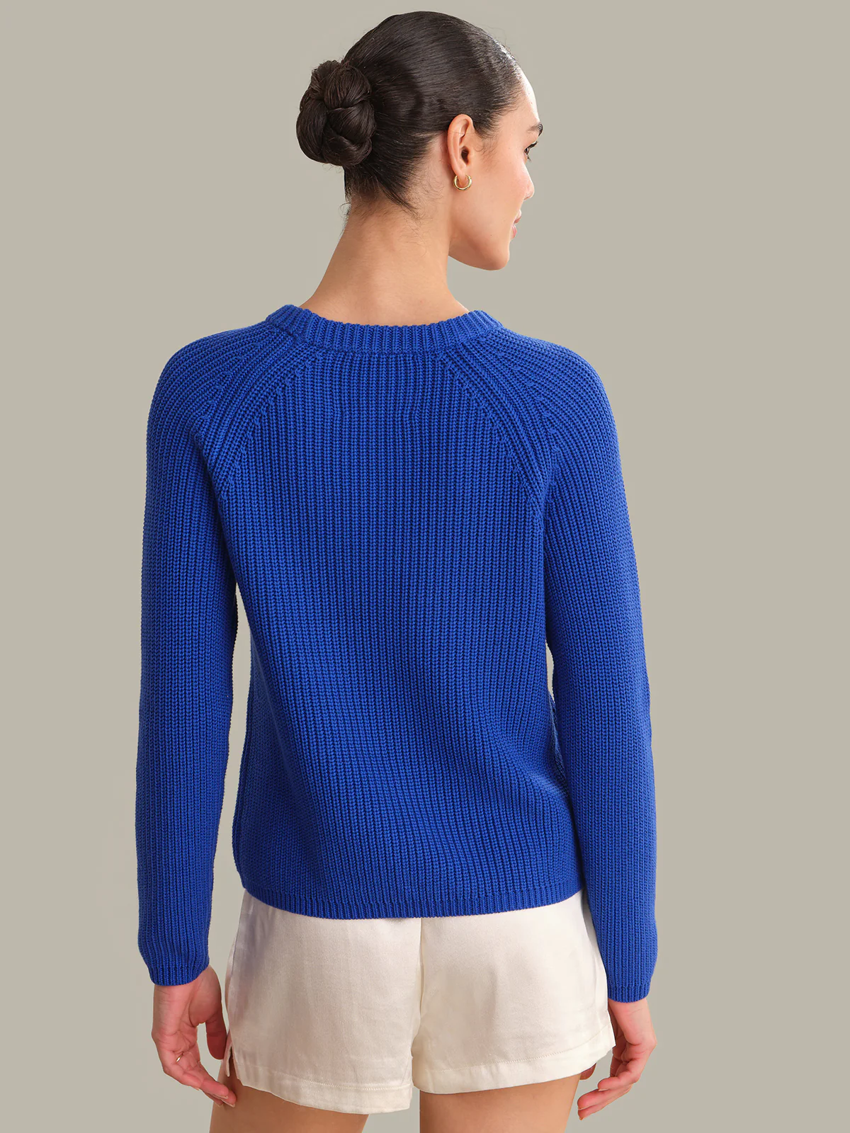 Jane: Crewneck Shaker Stitch Cotton Sweater - Image 3