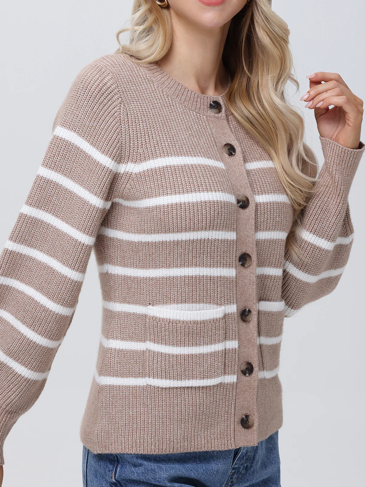 Josie: Crewneck Stripe Cardigan - Image 5