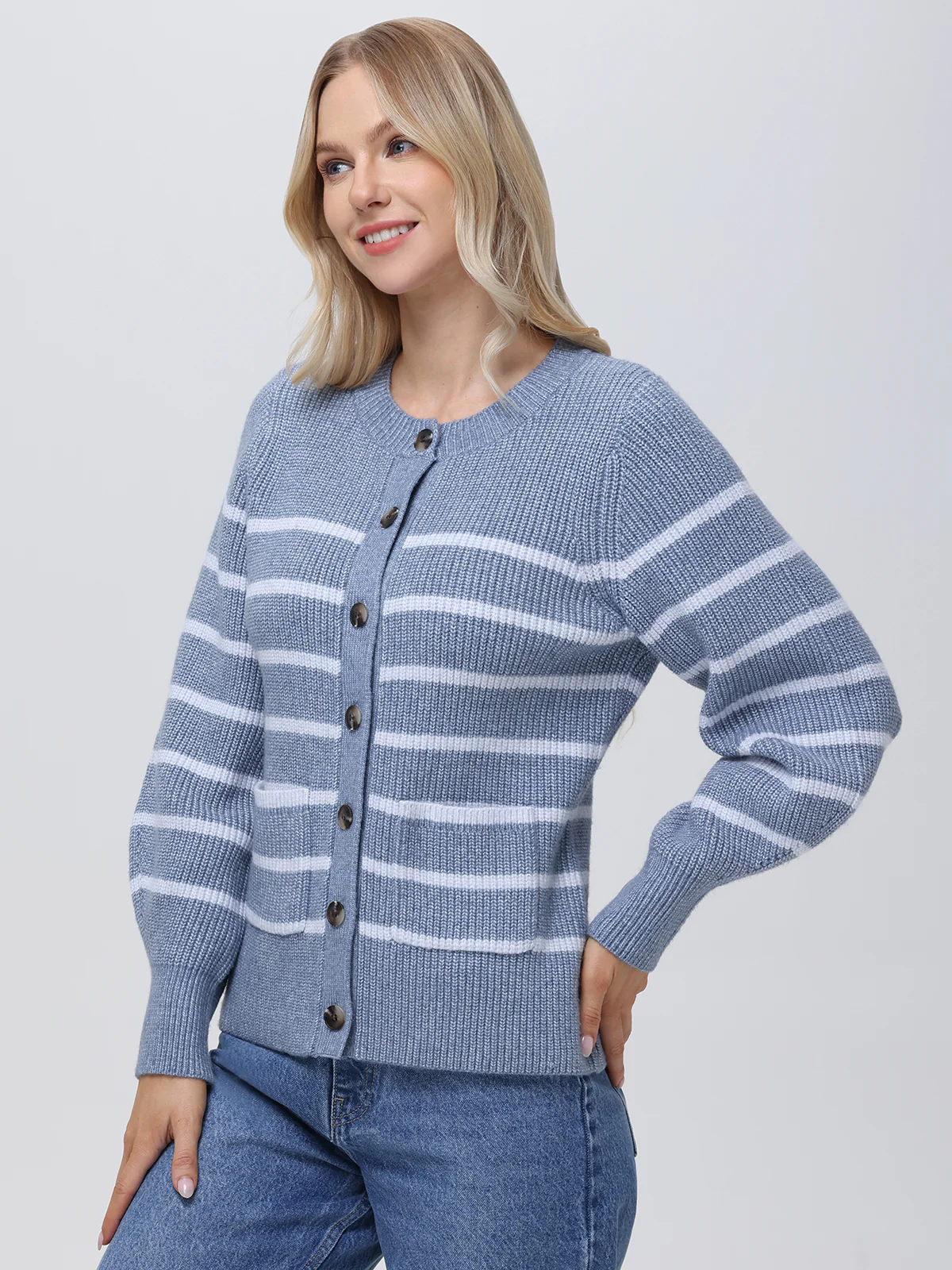 Josie: Crewneck Stripe Cardigan - Image 2
