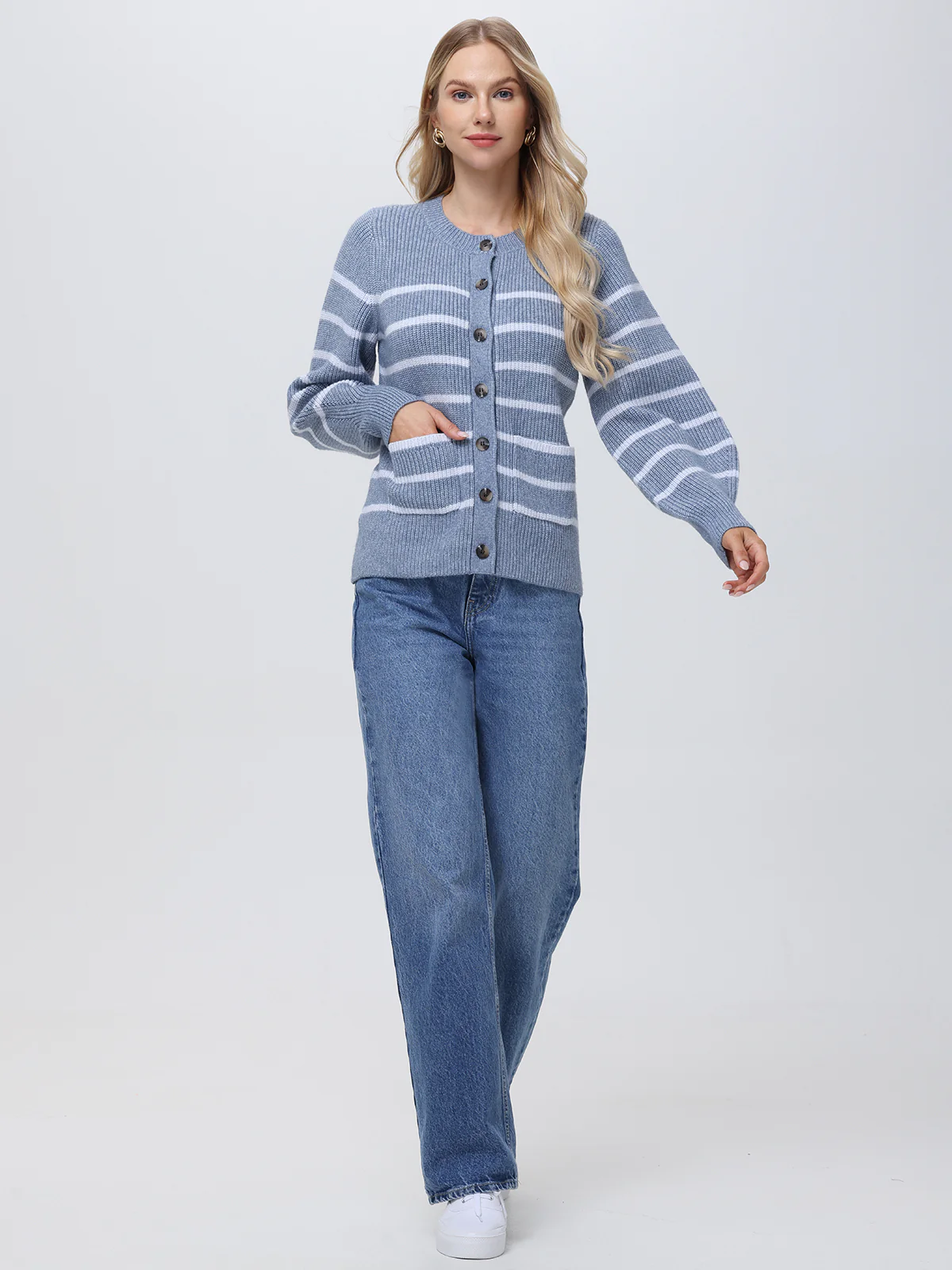 Josie: Crewneck Stripe Cardigan - Image 4