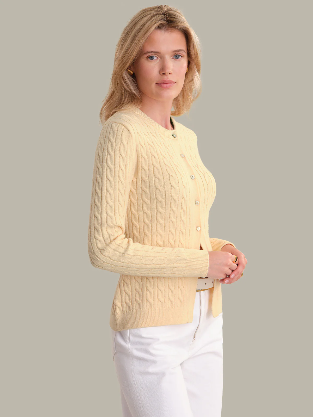 Julianna: Cable Knit Crewneck Cardigan - Image 2