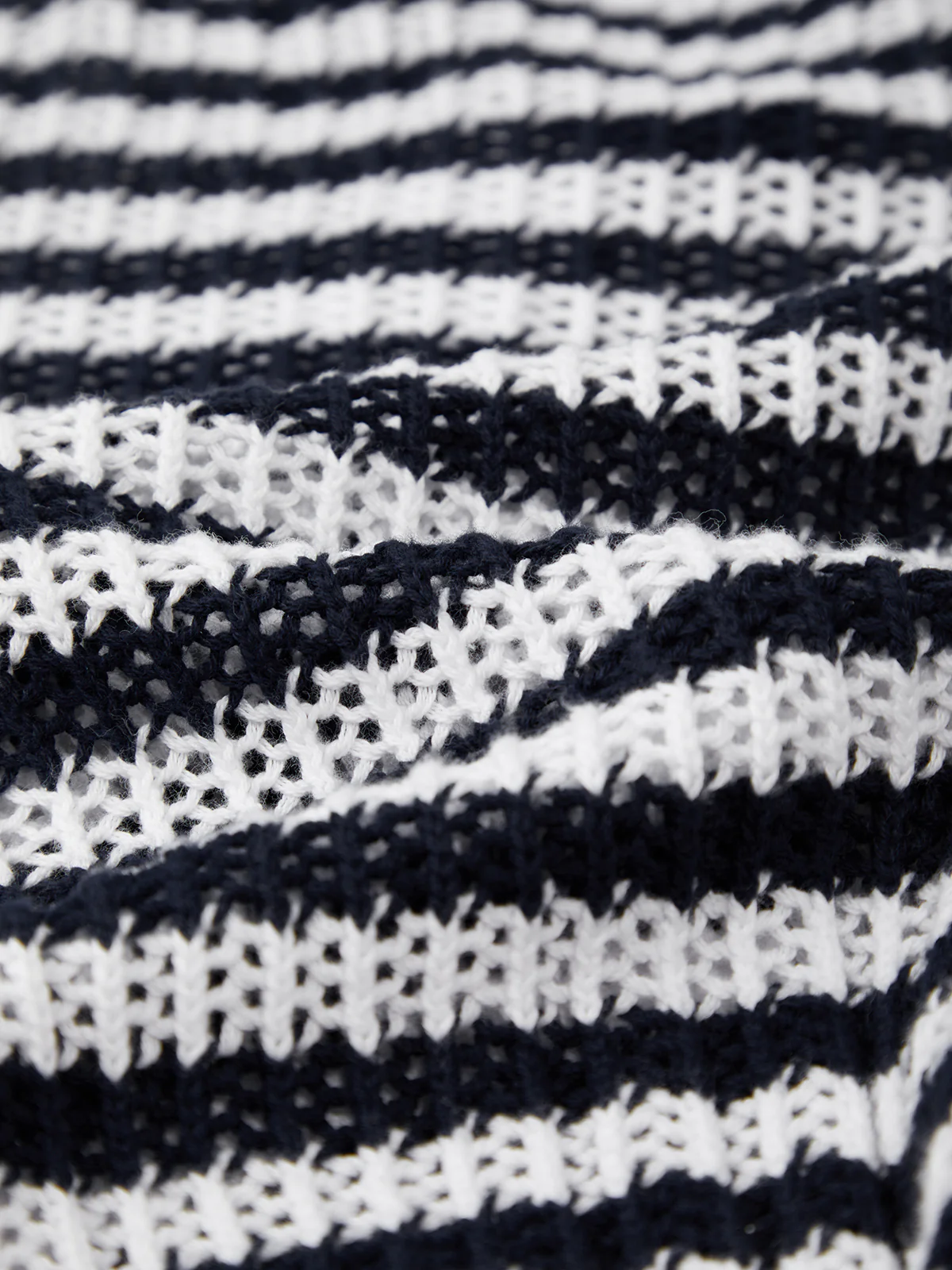 Kimberly: Cotton Stripe Open Stitch Polo Sweater - Image 5