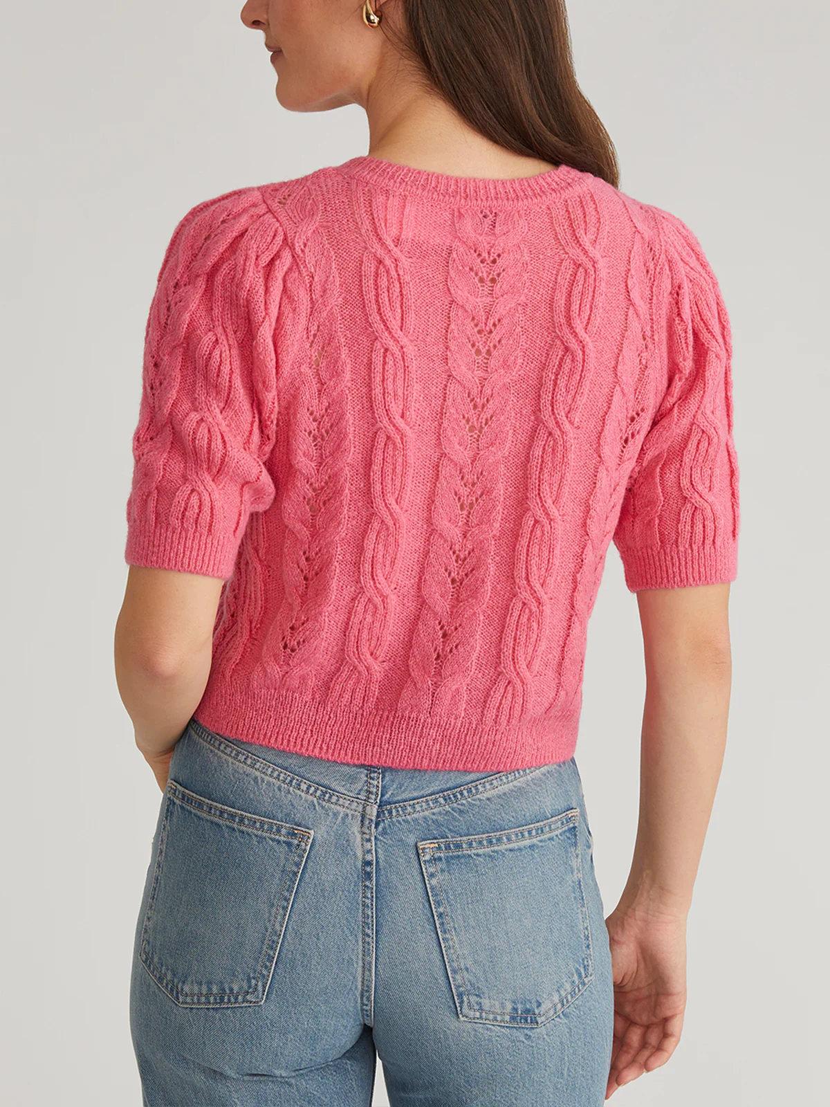Lacey: Puff Sleeve Crew Cardigan - Image 3