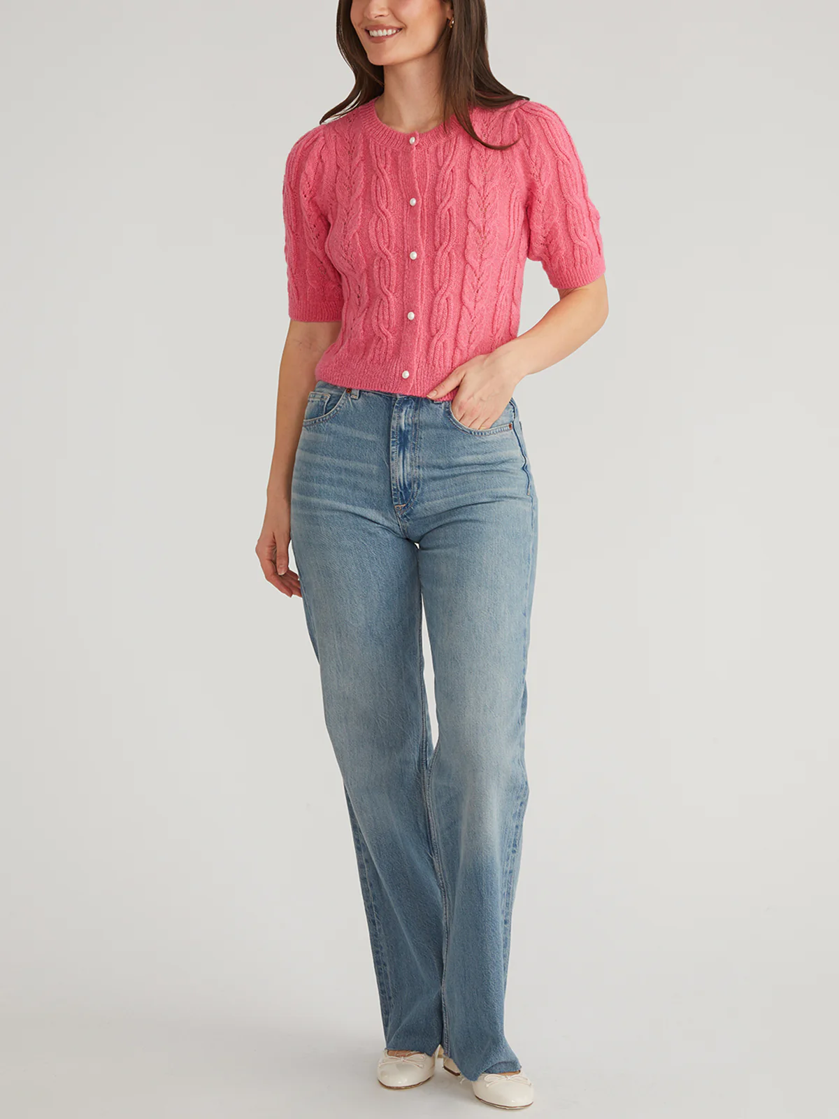 Lacey: Puff Sleeve Crew Cardigan - Image 4