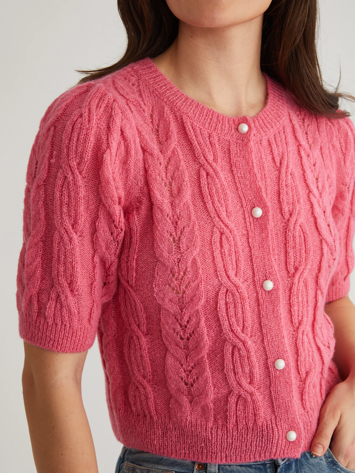 Lacey: Puff Sleeve Crew Cardigan - Image 6
