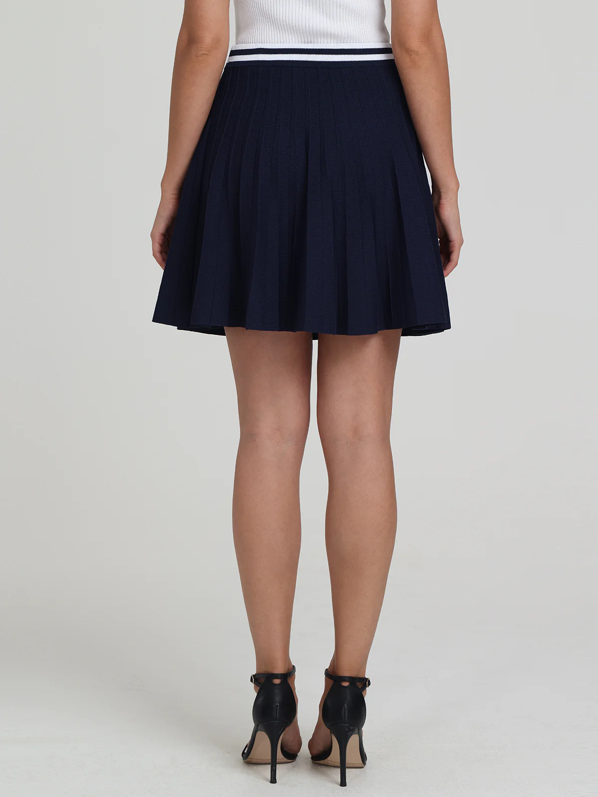 Larissa: Stripe Waist Pleated Tennis Skirt - Image 3