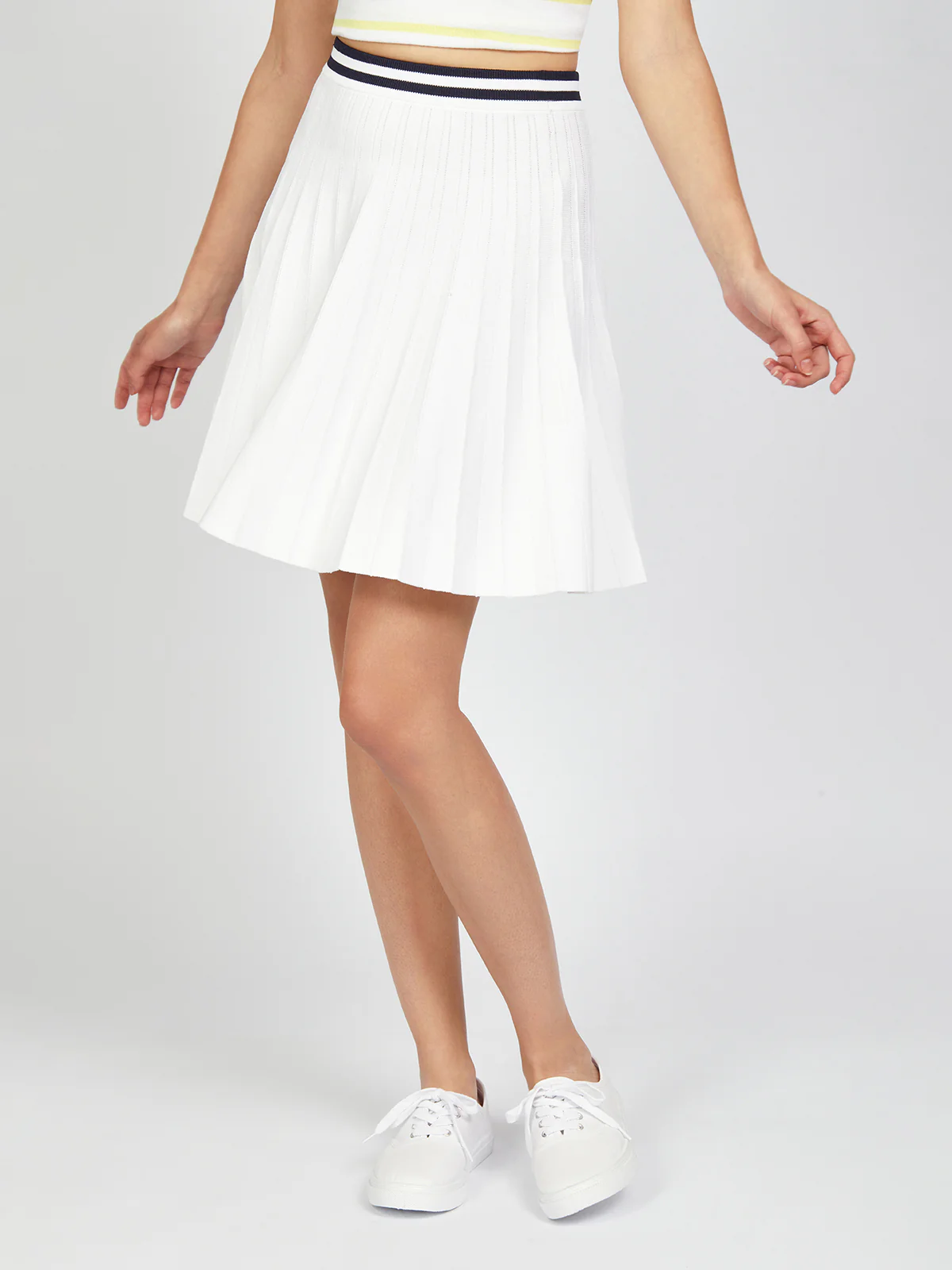 Larissa: Stripe Waist Pleated Tennis Skirt - Image 4
