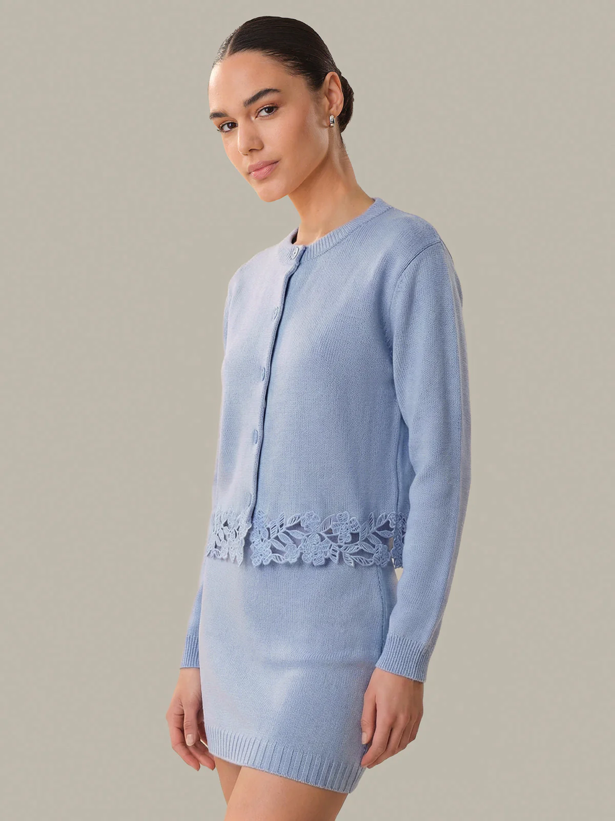 Leena: Lace Trim Cotton Cardigan - Image 2