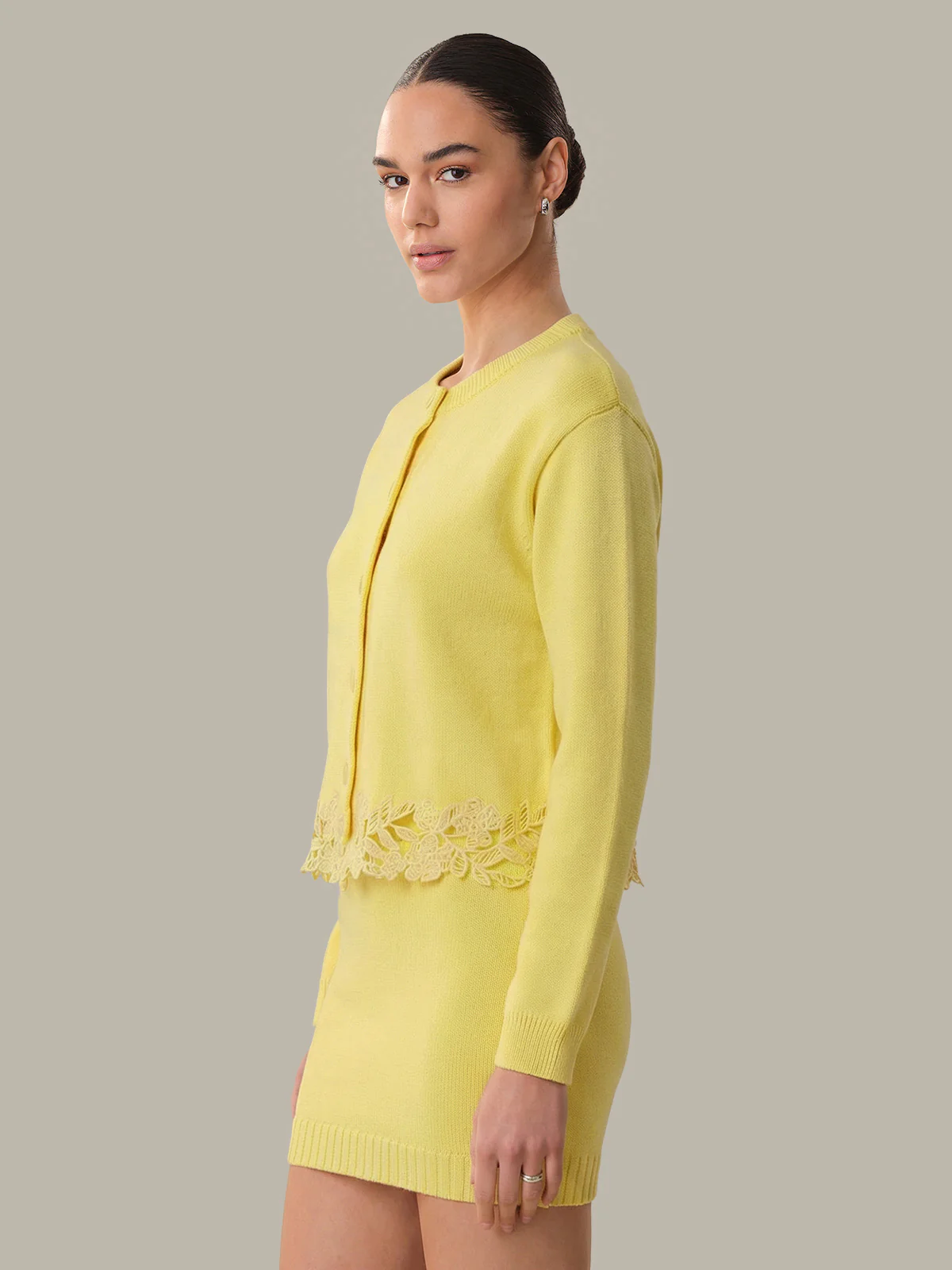 Leena: Lace Trim Cotton Cardigan - Image 2