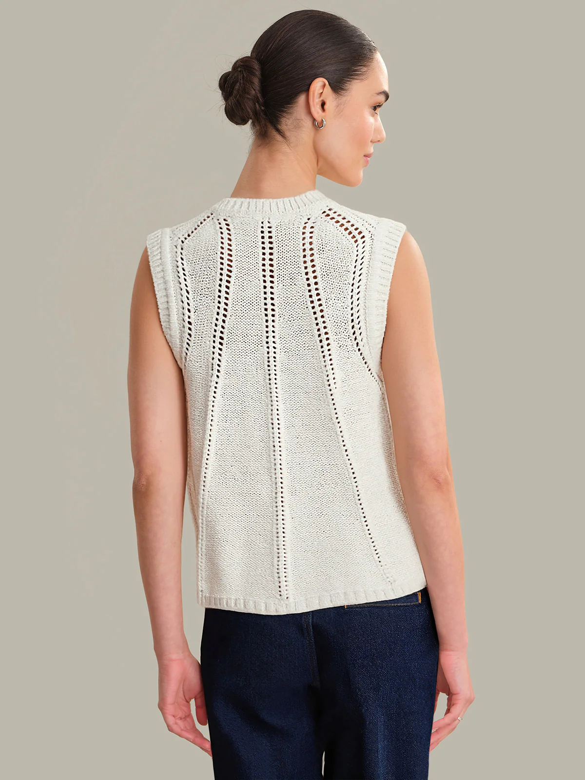 Leni: Pointelle Cotton Sweater Vest - Image 3