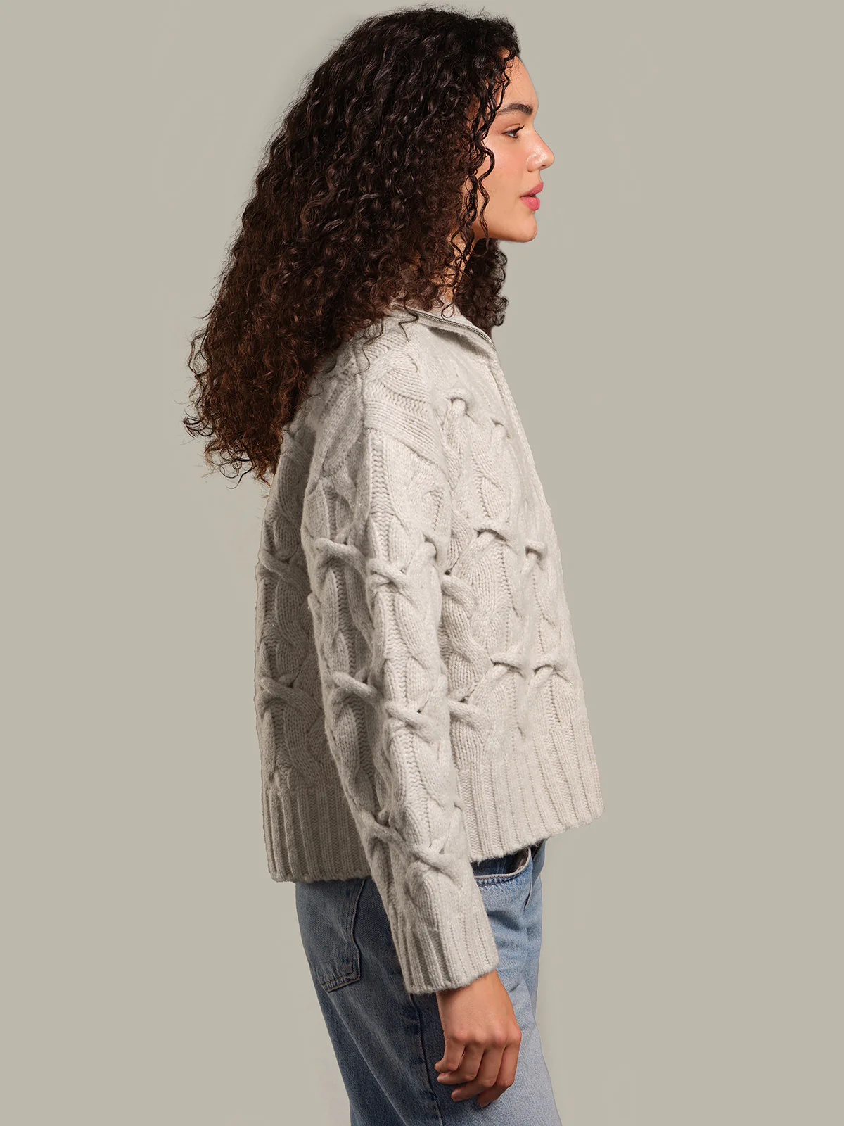 Lennox: Cashmere Blend Crisscross Cable Cardigan - Image 2