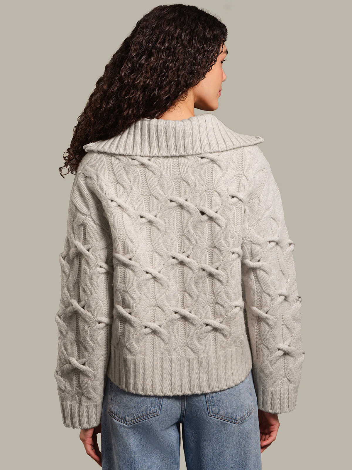 Lennox: Cashmere Blend Crisscross Cable Cardigan - Image 3