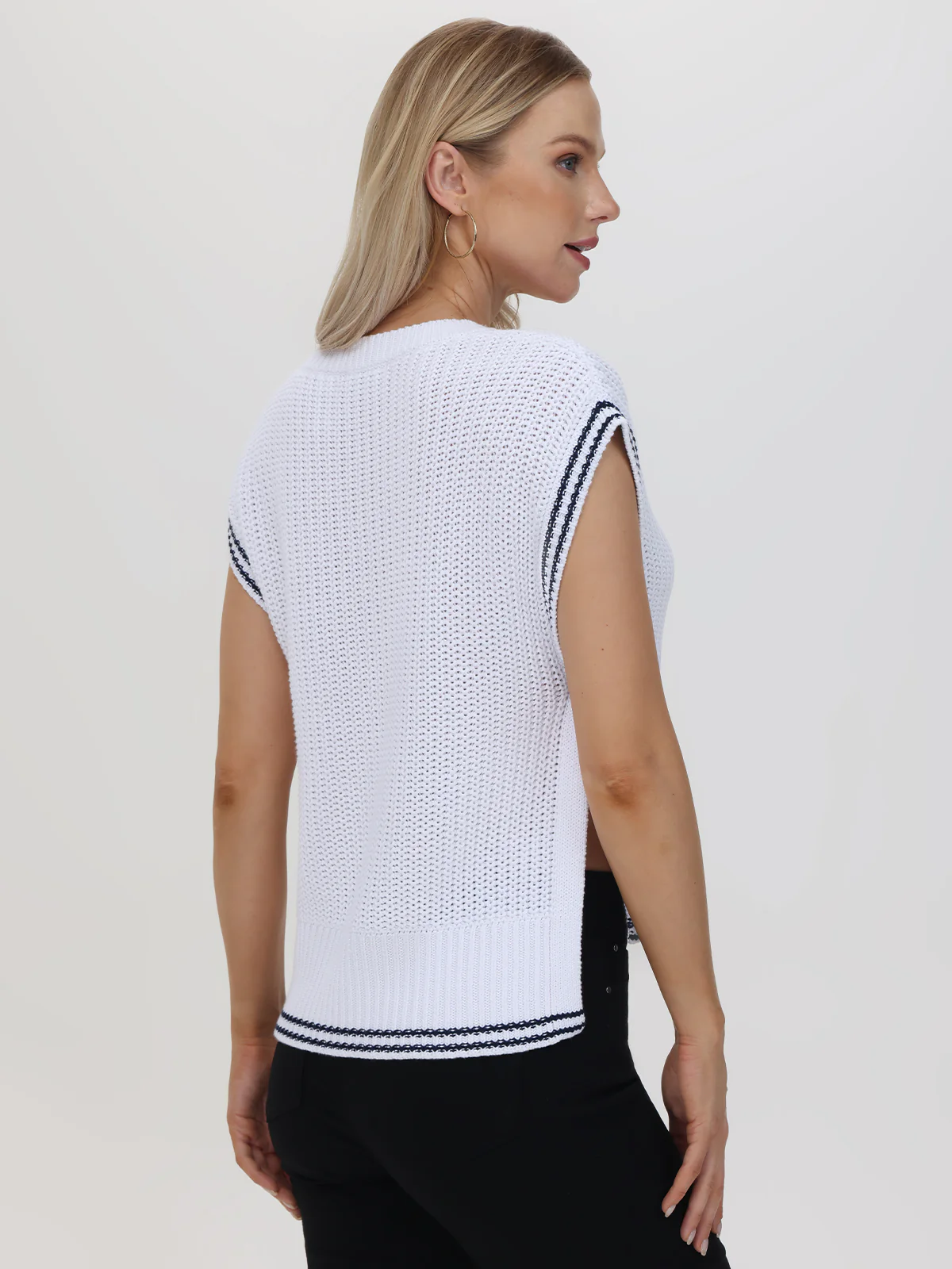 Lizzie: Cotton Cable Varsity Vest - Image 3