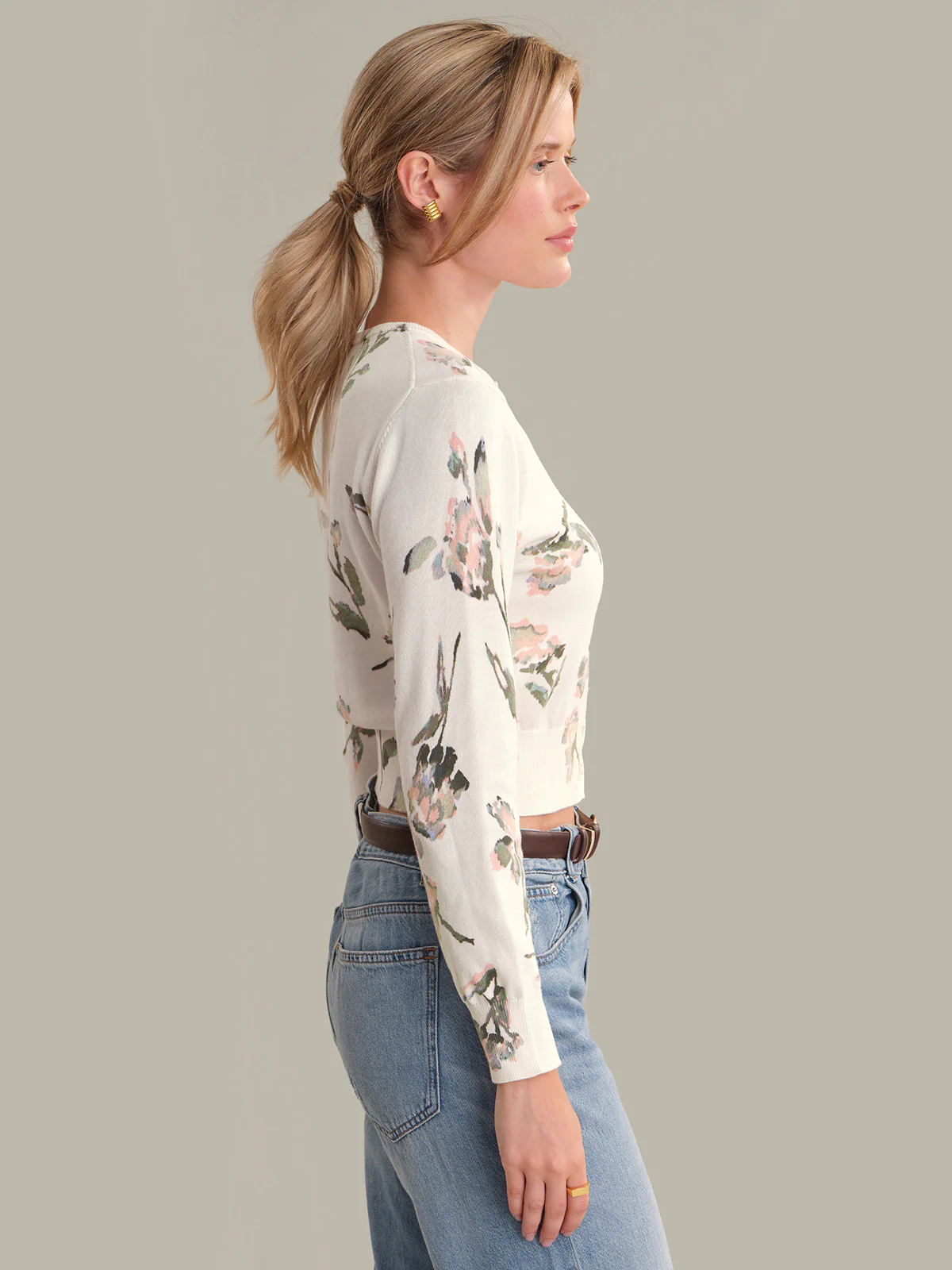 Lotte: Floral Print Cropped Cardigan - Image 2