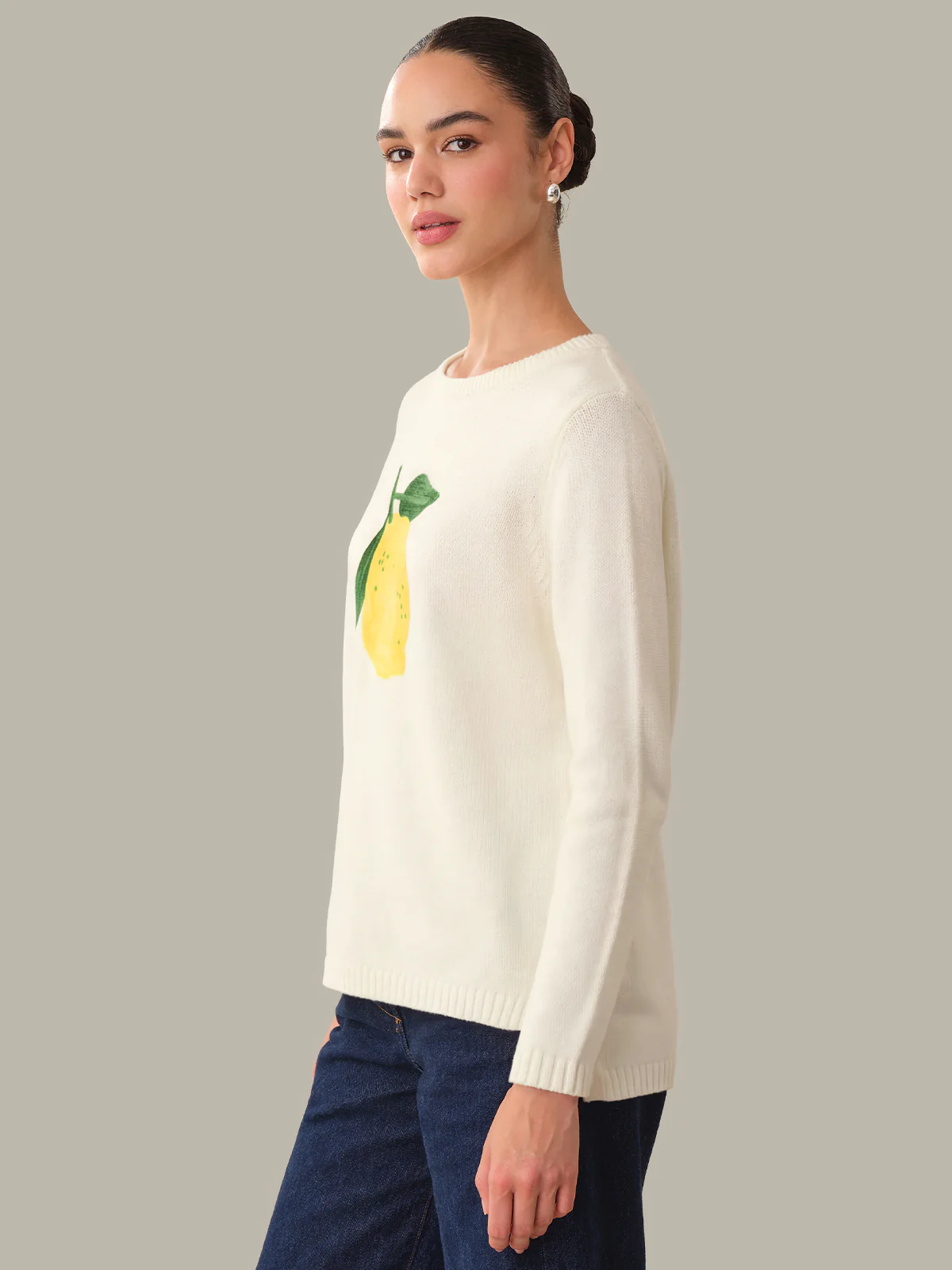 Luna: Lemon Cotton Crewneck Sweater - Image 2