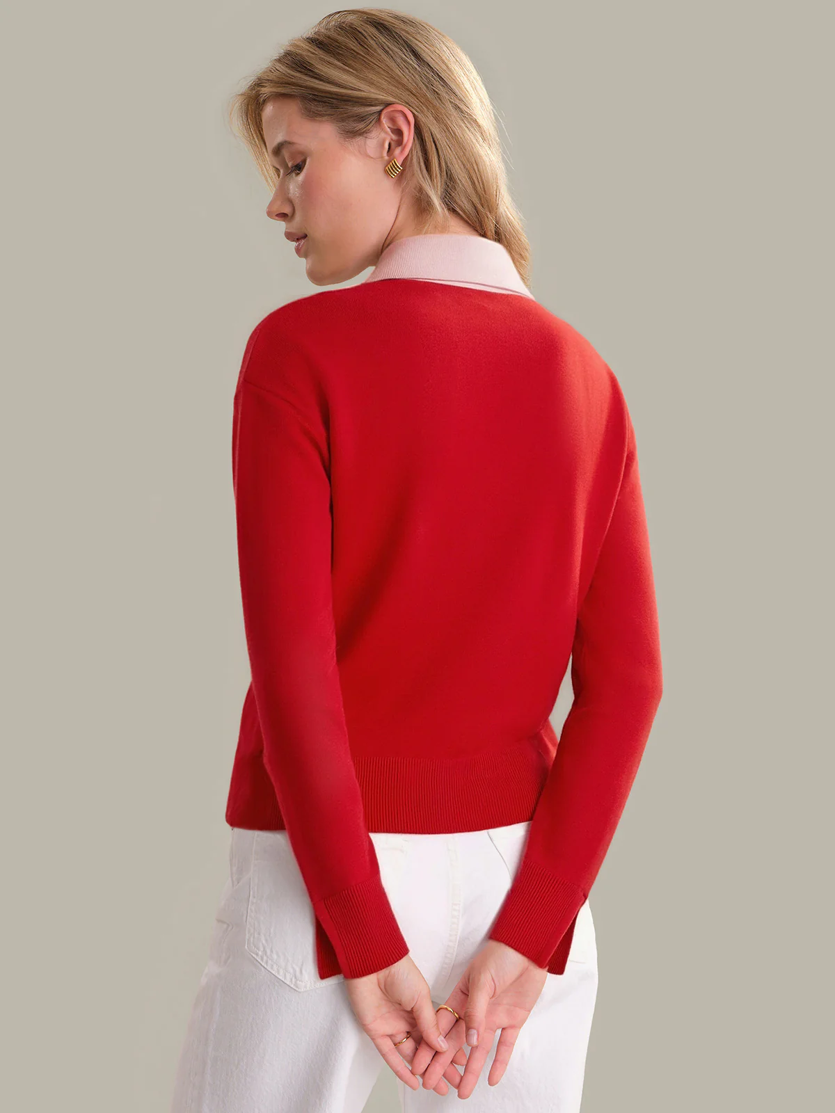 Maddi: Cotton Colorblock Polo Sweater - Image 3