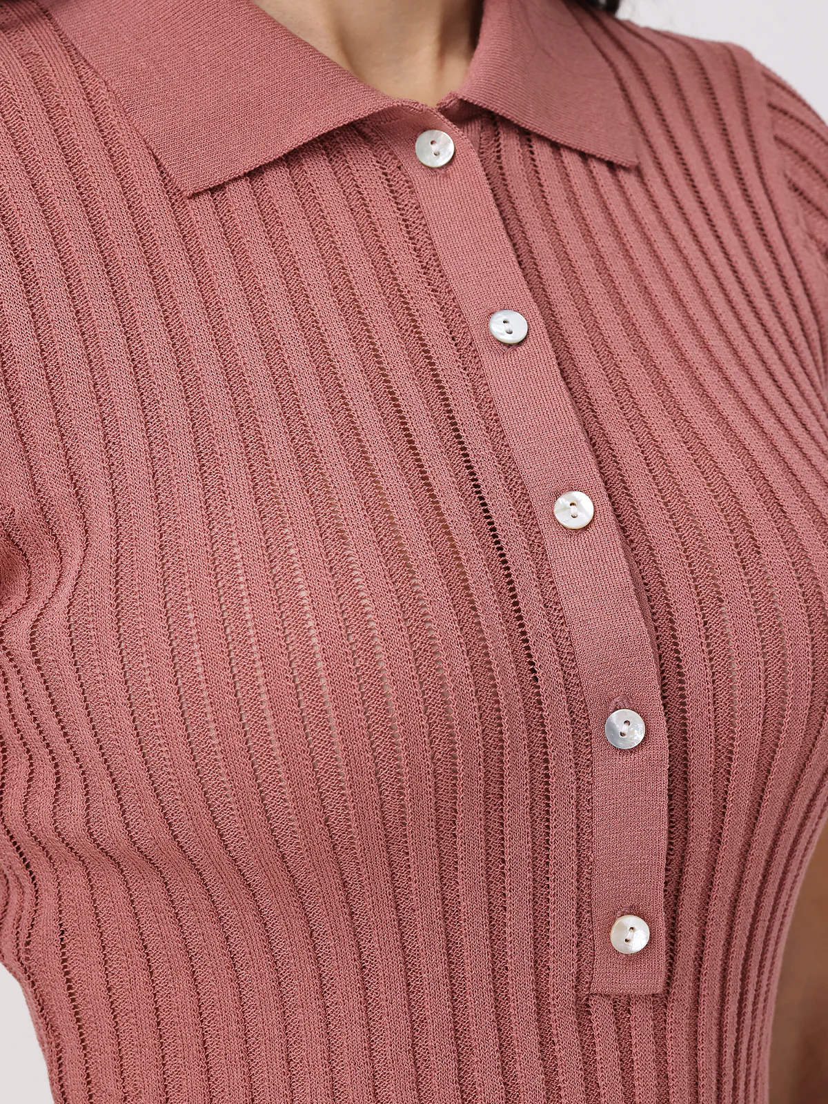 Maya: Johnny Collar Ribbed Top - Image 5