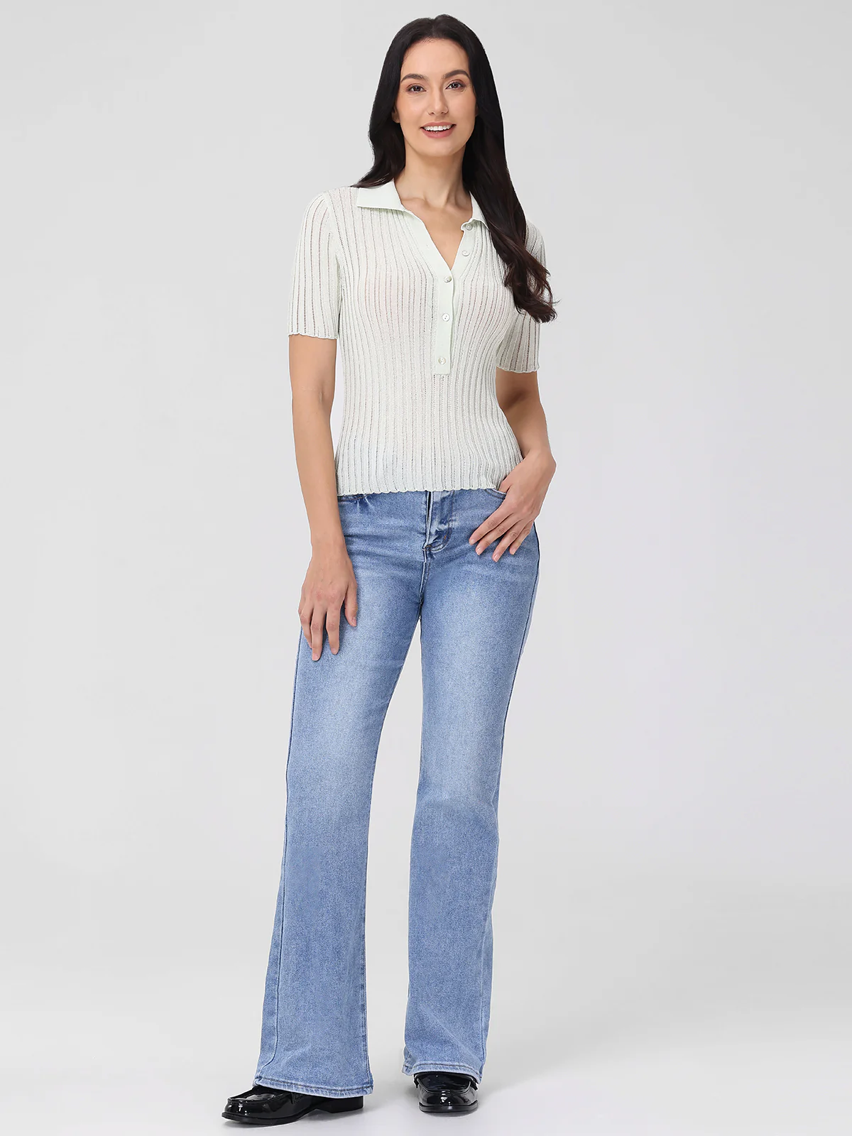 Maya: Johnny Collar Ribbed Top - Image 4