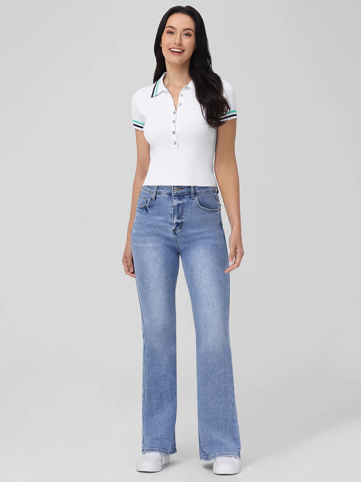 Millie: Tipped Polo Short Sleeve Sweater - Image 5
