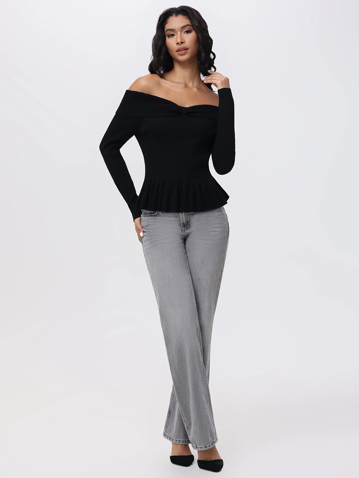 Morgan: Off Shoulder Peplum Sweater - Image 5