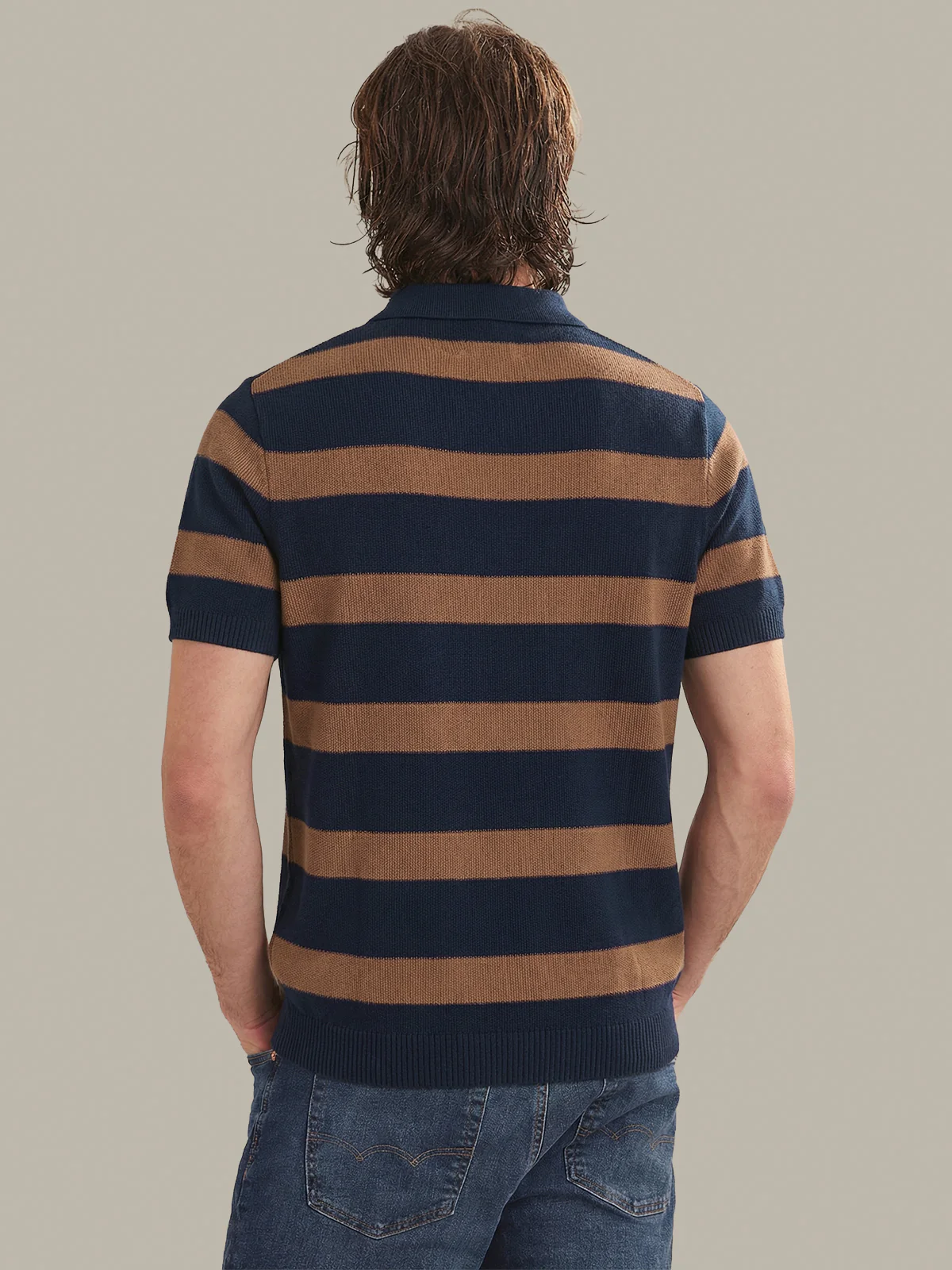 Nash: Men's Cotton Stripe Knit Polo - Image 3