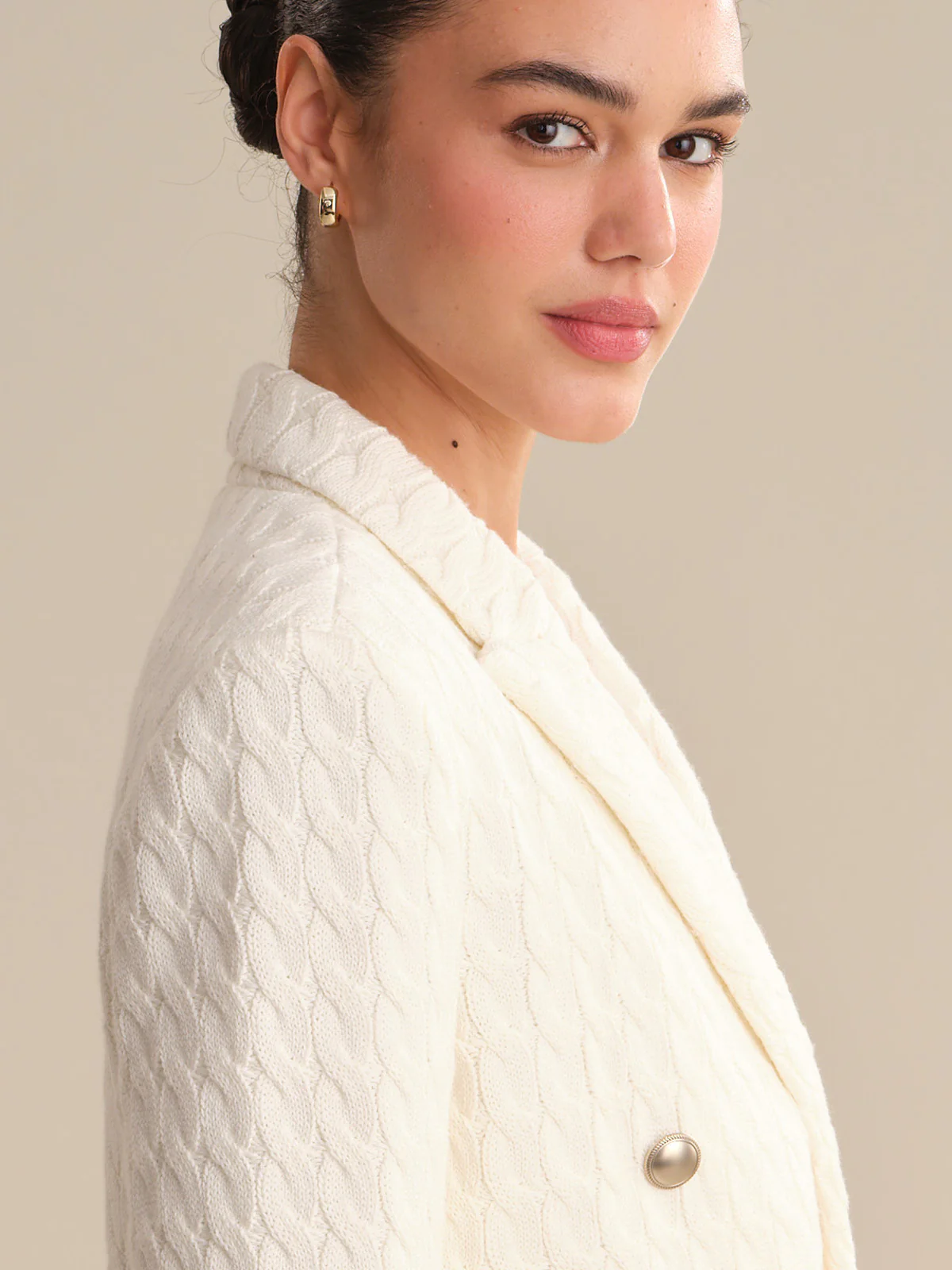 Nell: Cotton Cable Knit Blazer - Image 4