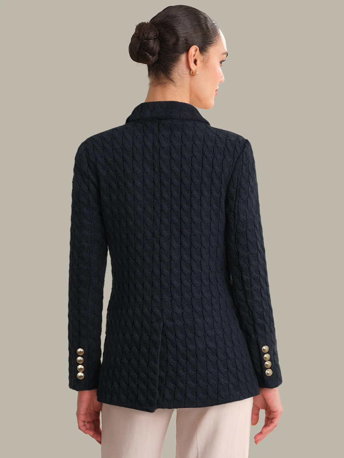 Nell: Cotton Cable Knit Blazer - Image 3