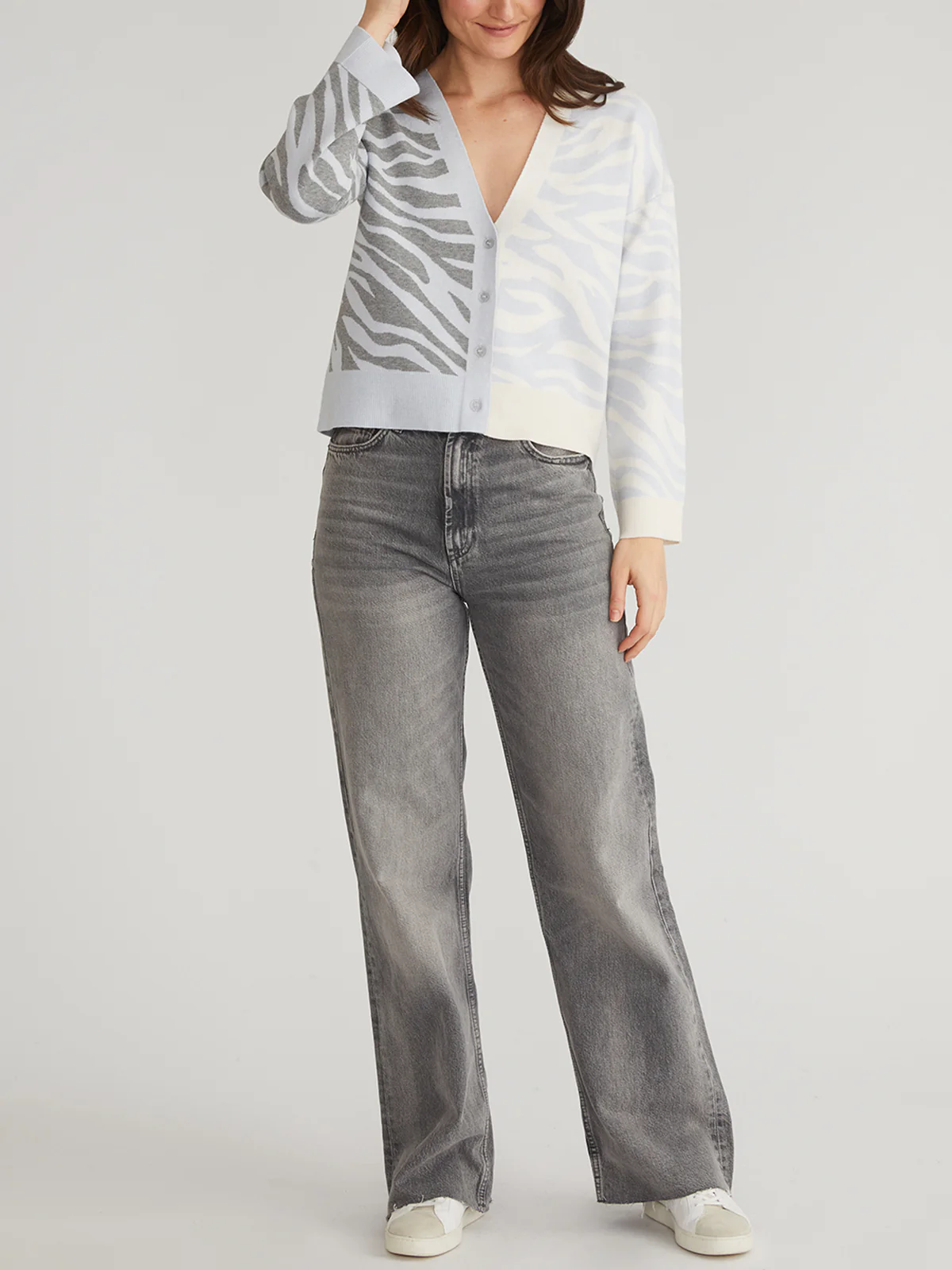 Nicole: Colorblock Zebra Print Cardigan - Image 5
