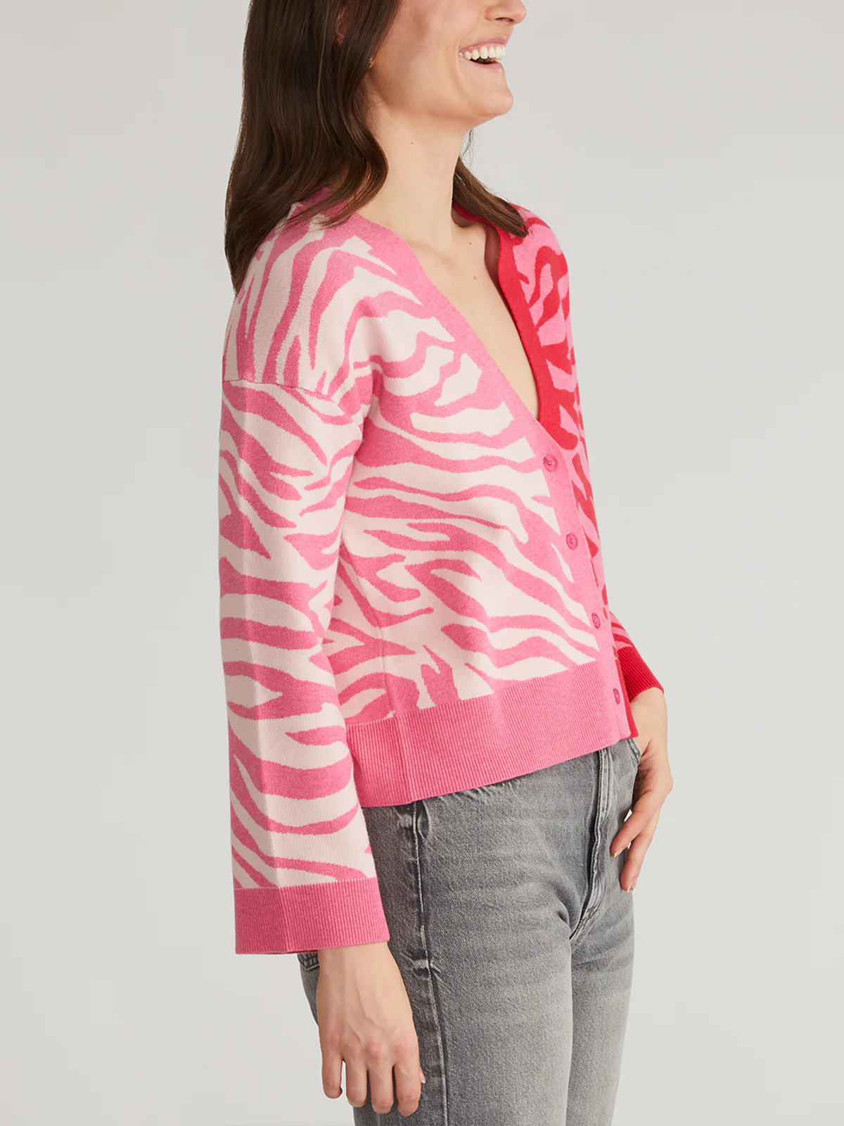 Nicole: Colorblock Zebra Print Cardigan - Image 2
