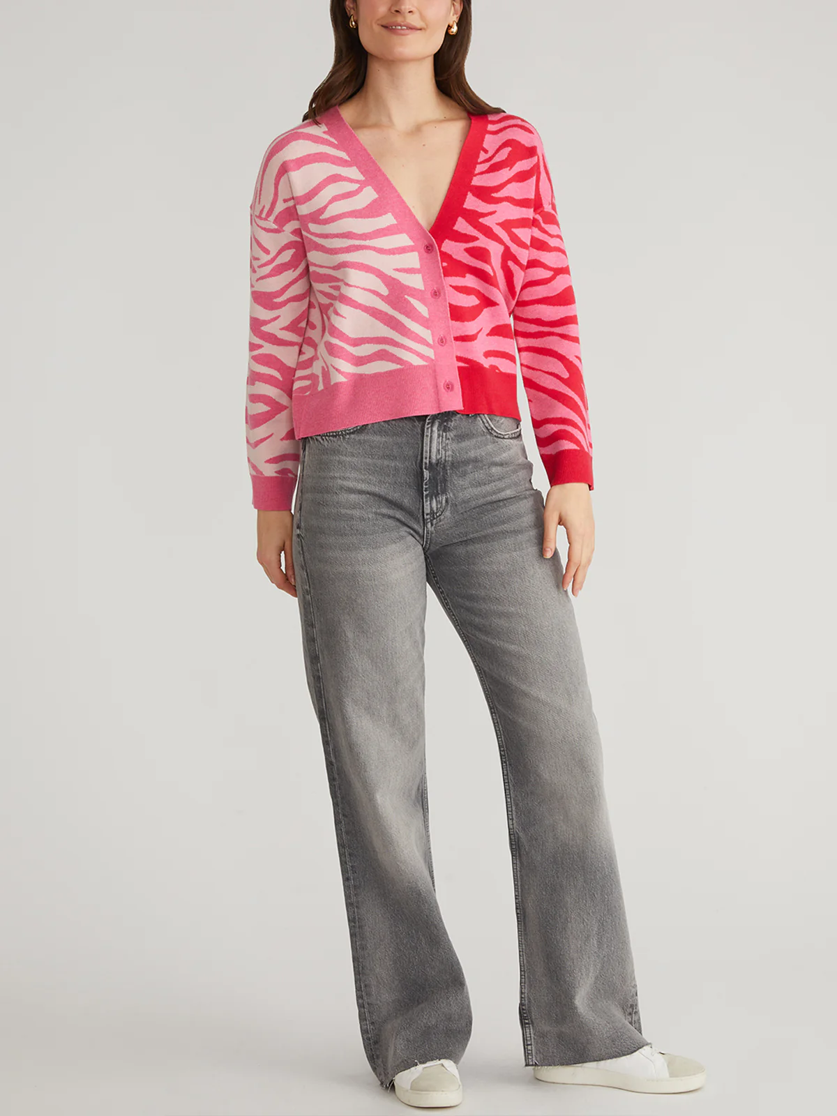 Nicole: Colorblock Zebra Print Cardigan - Image 4