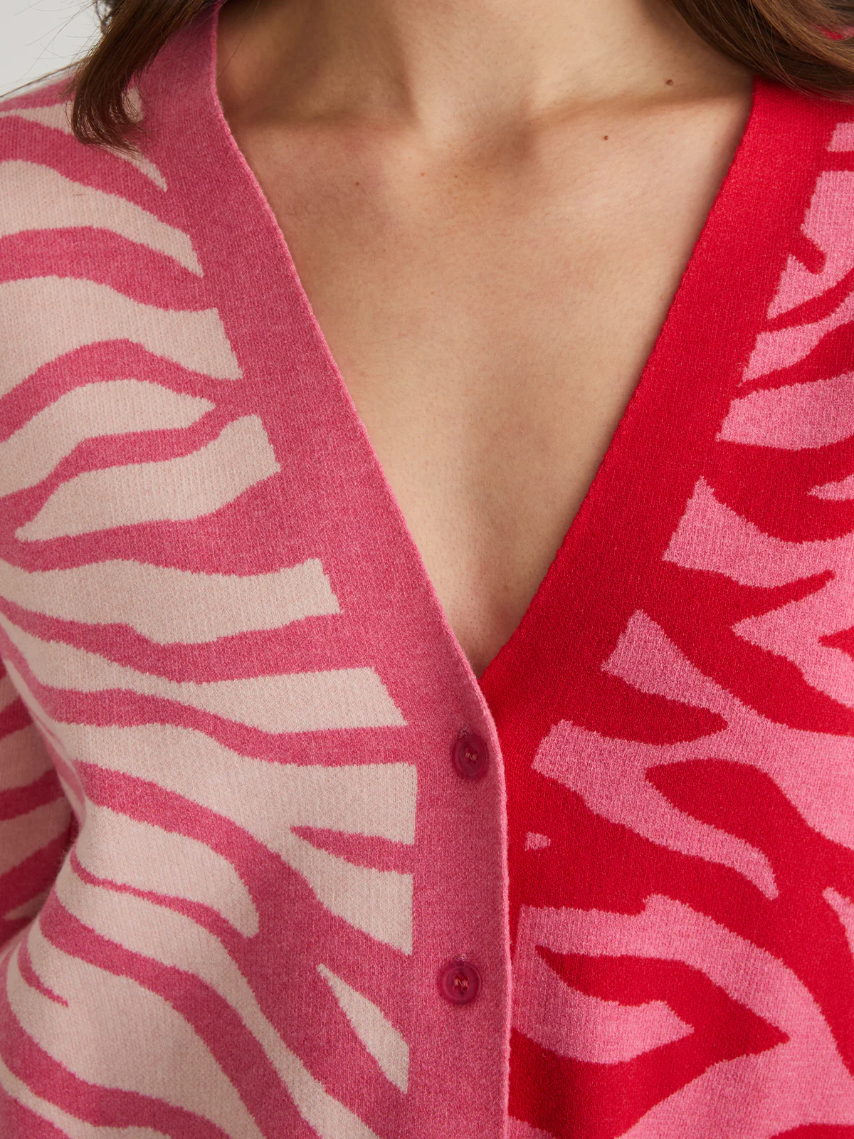 Nicole: Colorblock Zebra Print Cardigan - Image 5