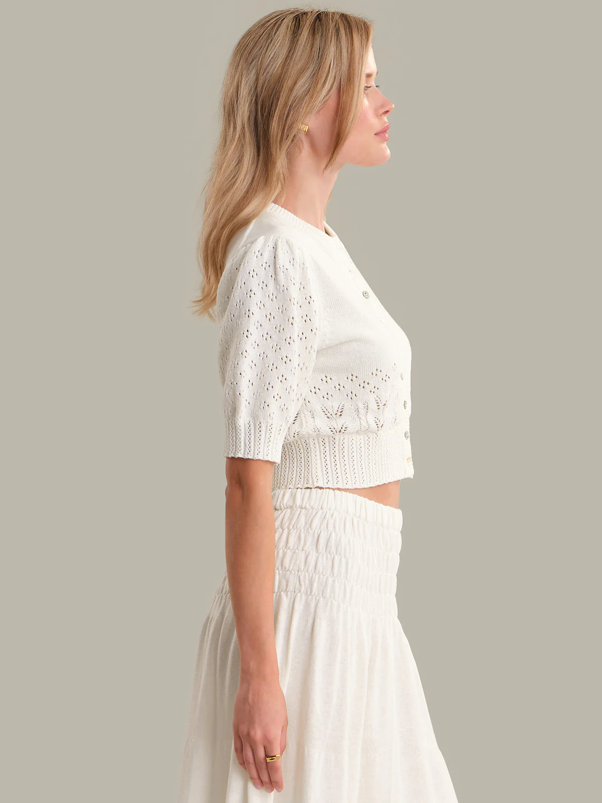 Odette: Cropped Puff-Sleeve Cardigan - Image 2