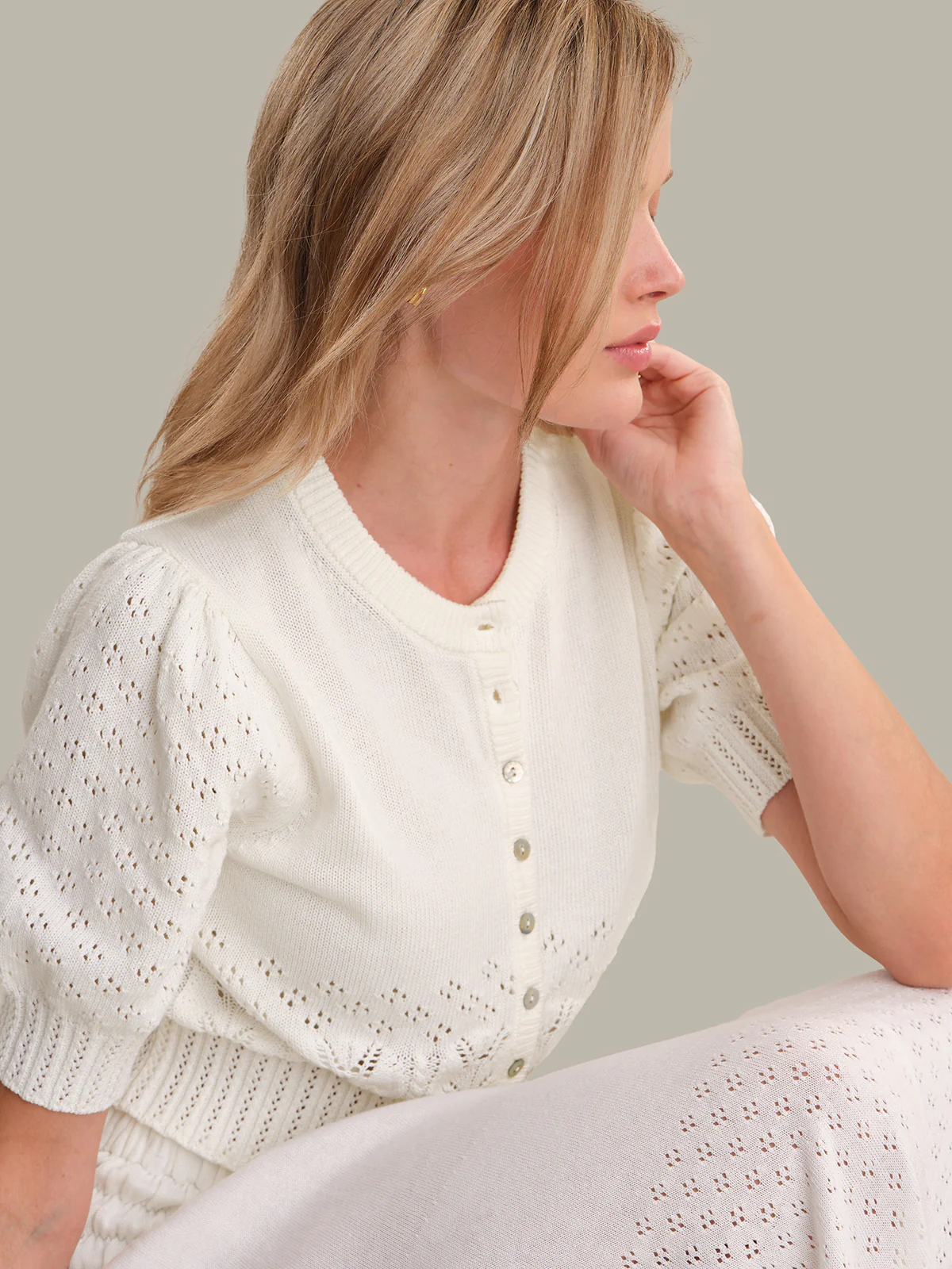 Odette: Cropped Puff-Sleeve Cardigan - Image 4