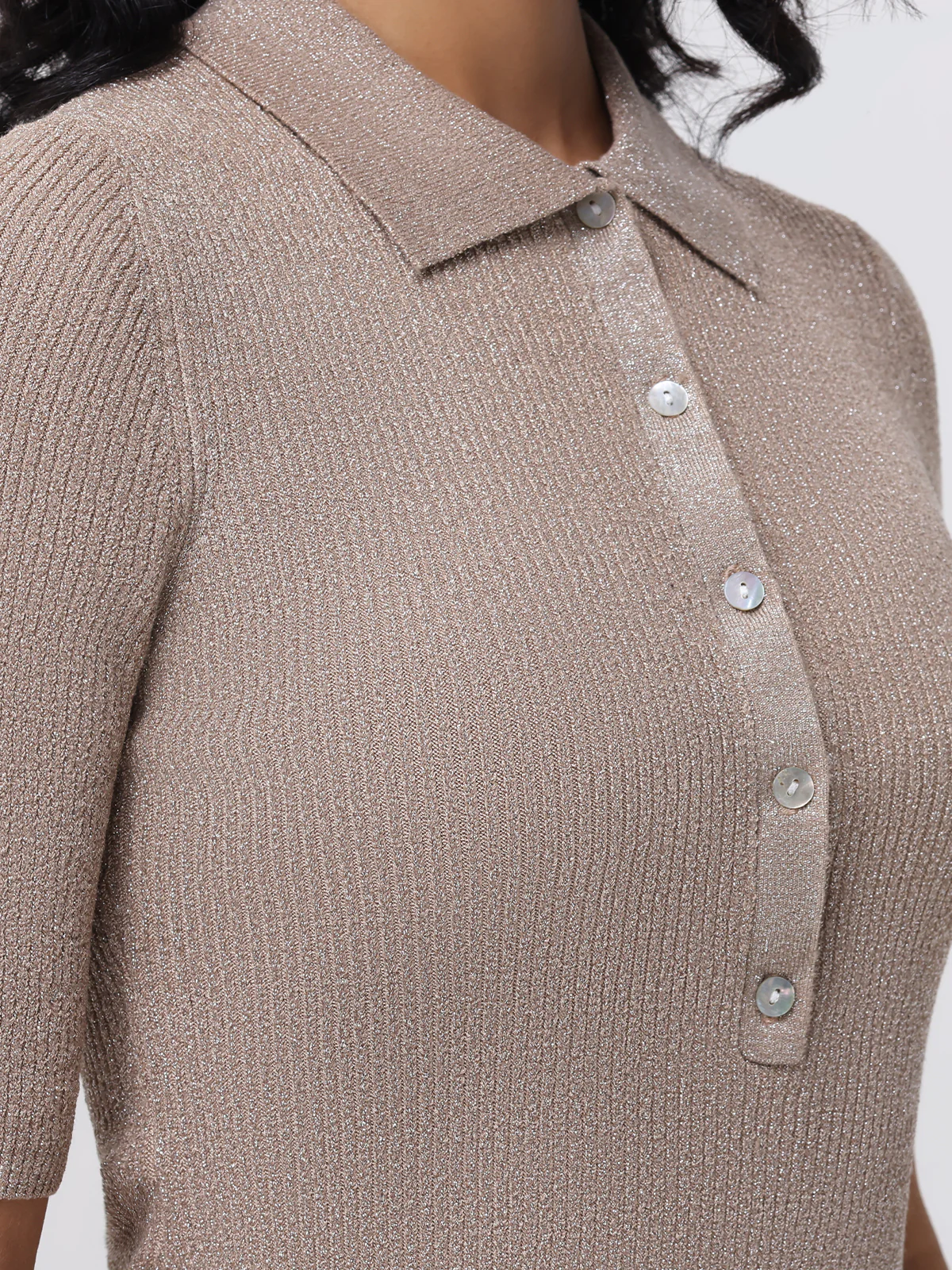 Ophelia: Metallic Johnny Collar Top - Image 4