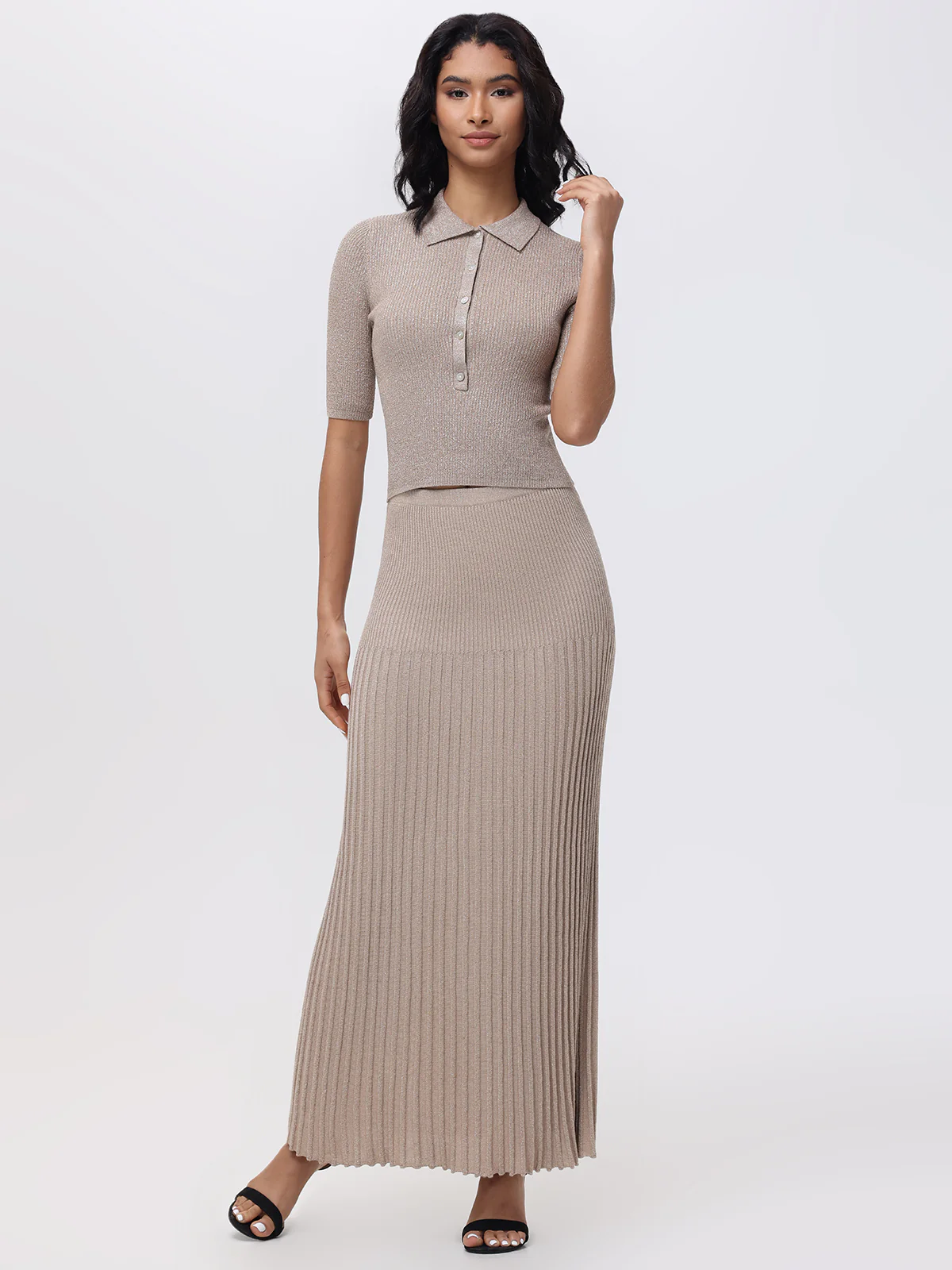 Ophelia: Metallic Johnny Collar Top - Image 5